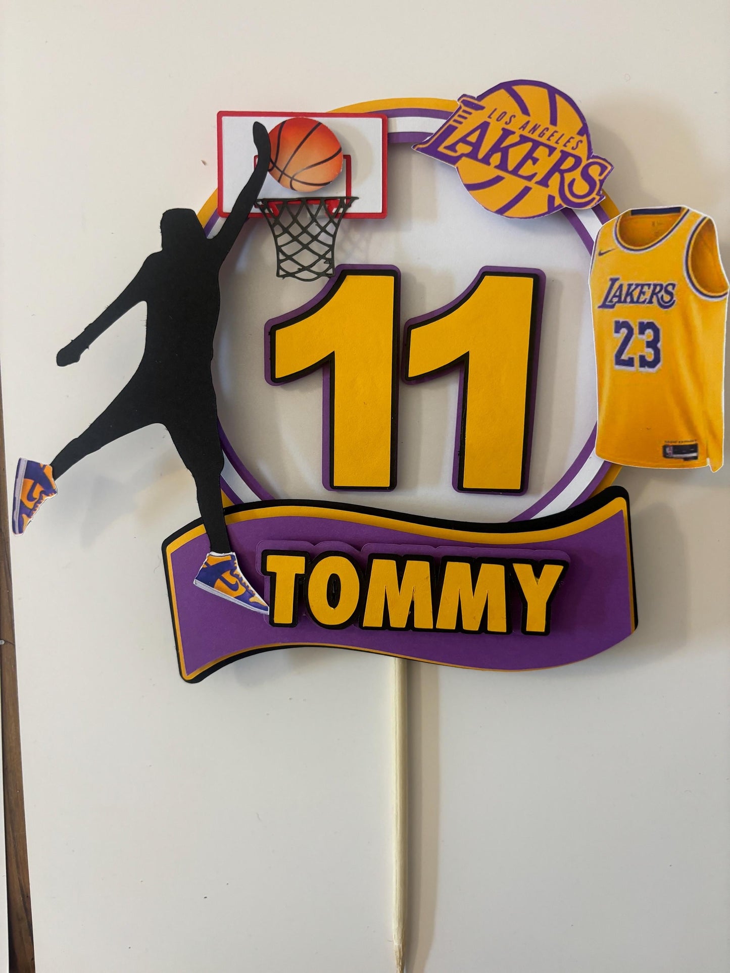3D Lakers Basketball Personalised Cake Topper