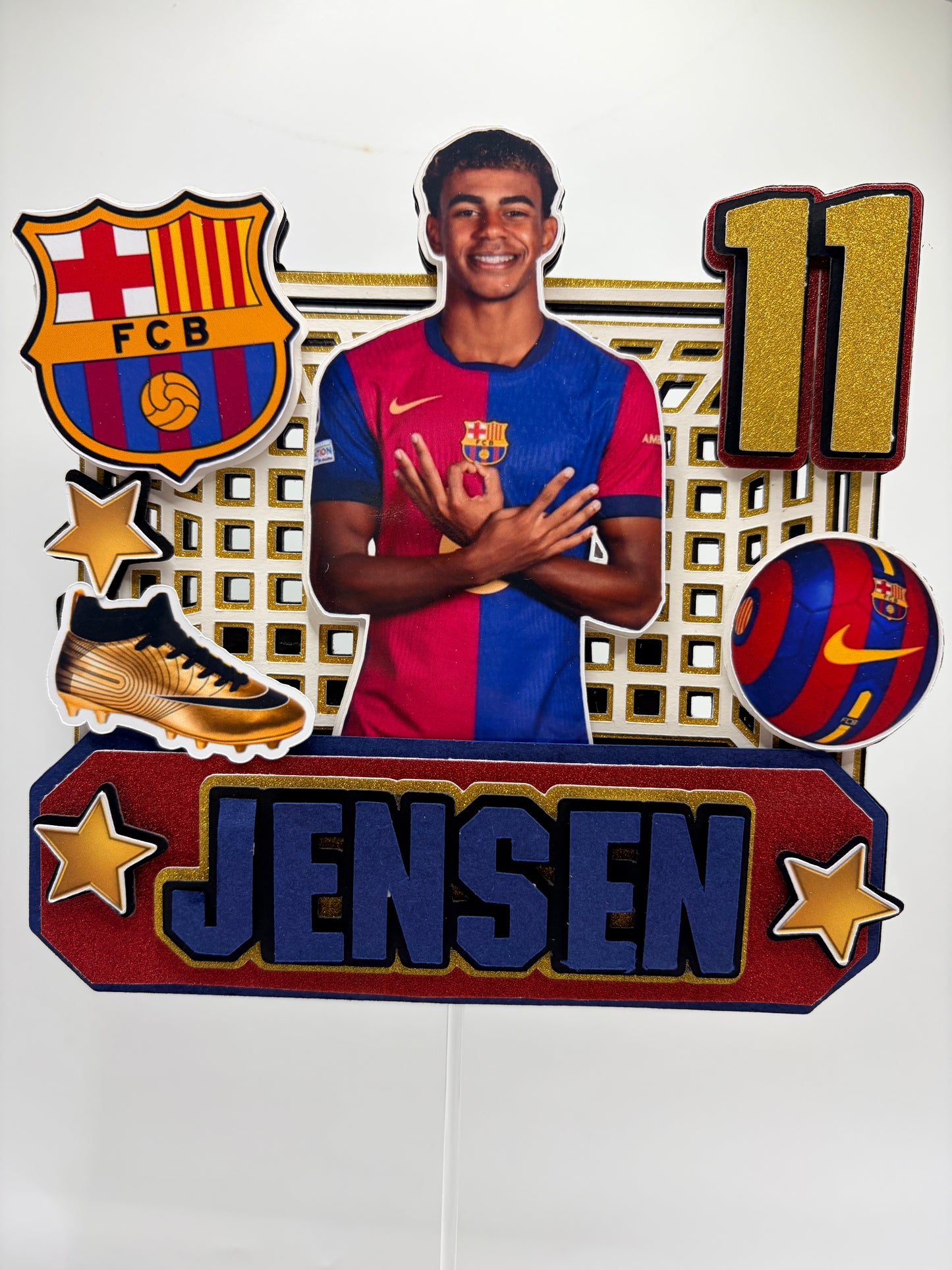 Personalised Lamine Yamal Soccer Cake Topper | Barcelona Football Birthday Topper | Custom Name and Age