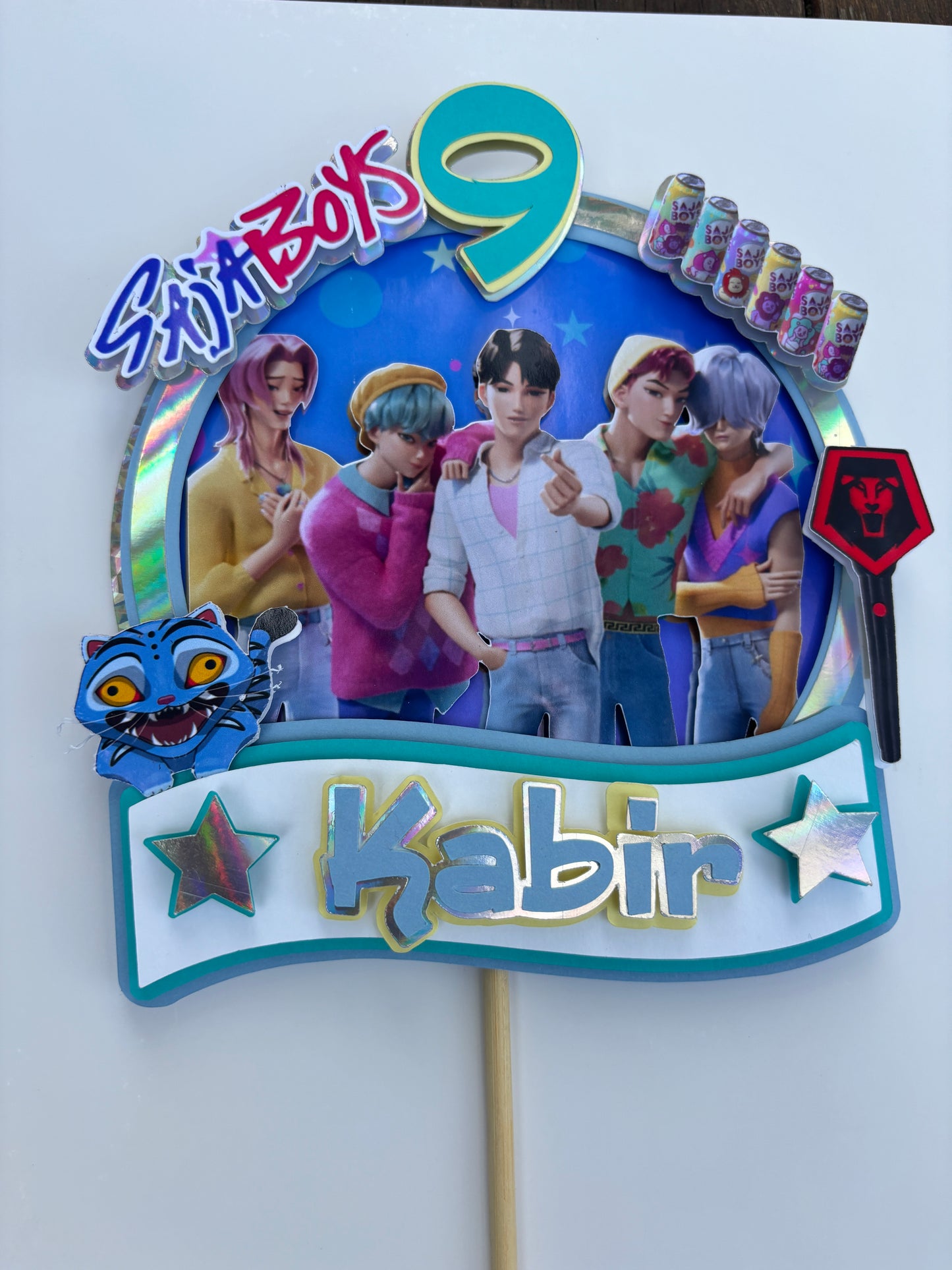 K-pop demon hunters Saja Boys Birthday Cake Topper β Personalised with name and age