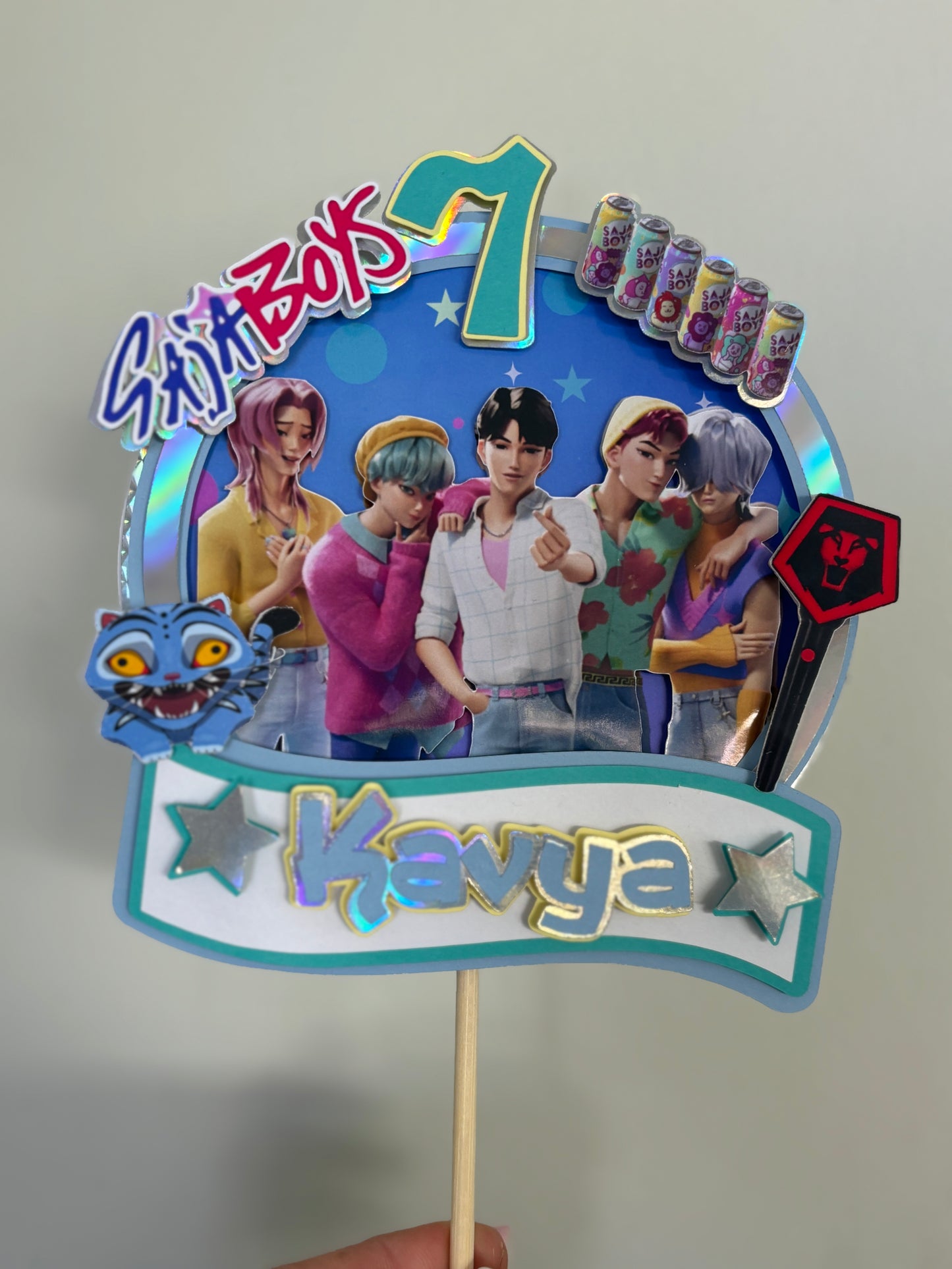 K-pop demon hunters Saja Boys Birthday Cake Topper β Personalised with name and age