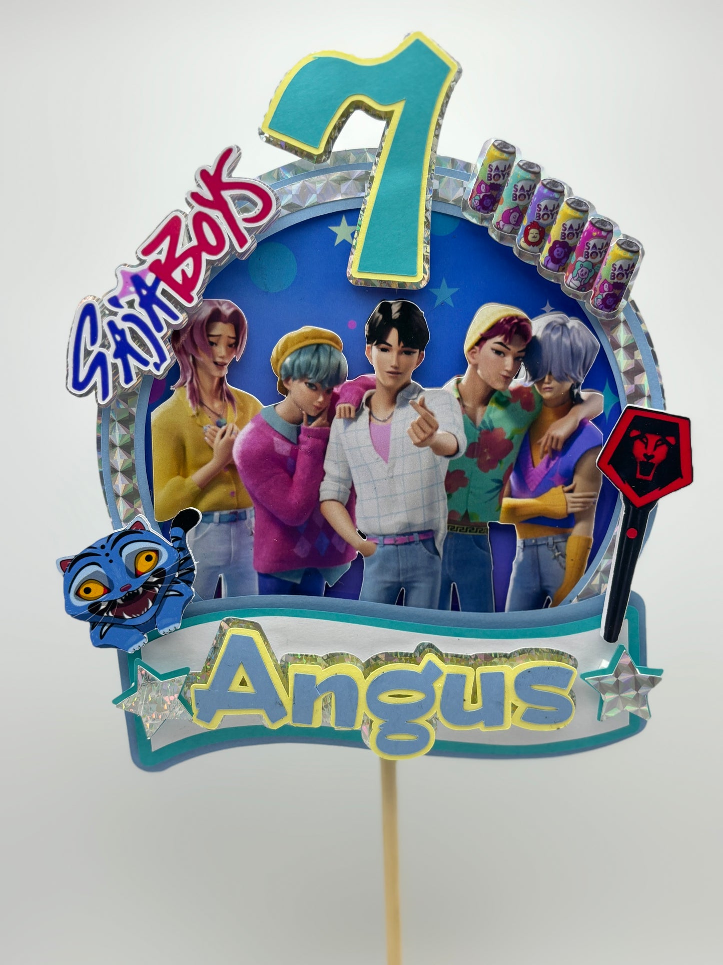 K-pop demon hunters Saja Boys Birthday Cake Topper β Personalised with name and age