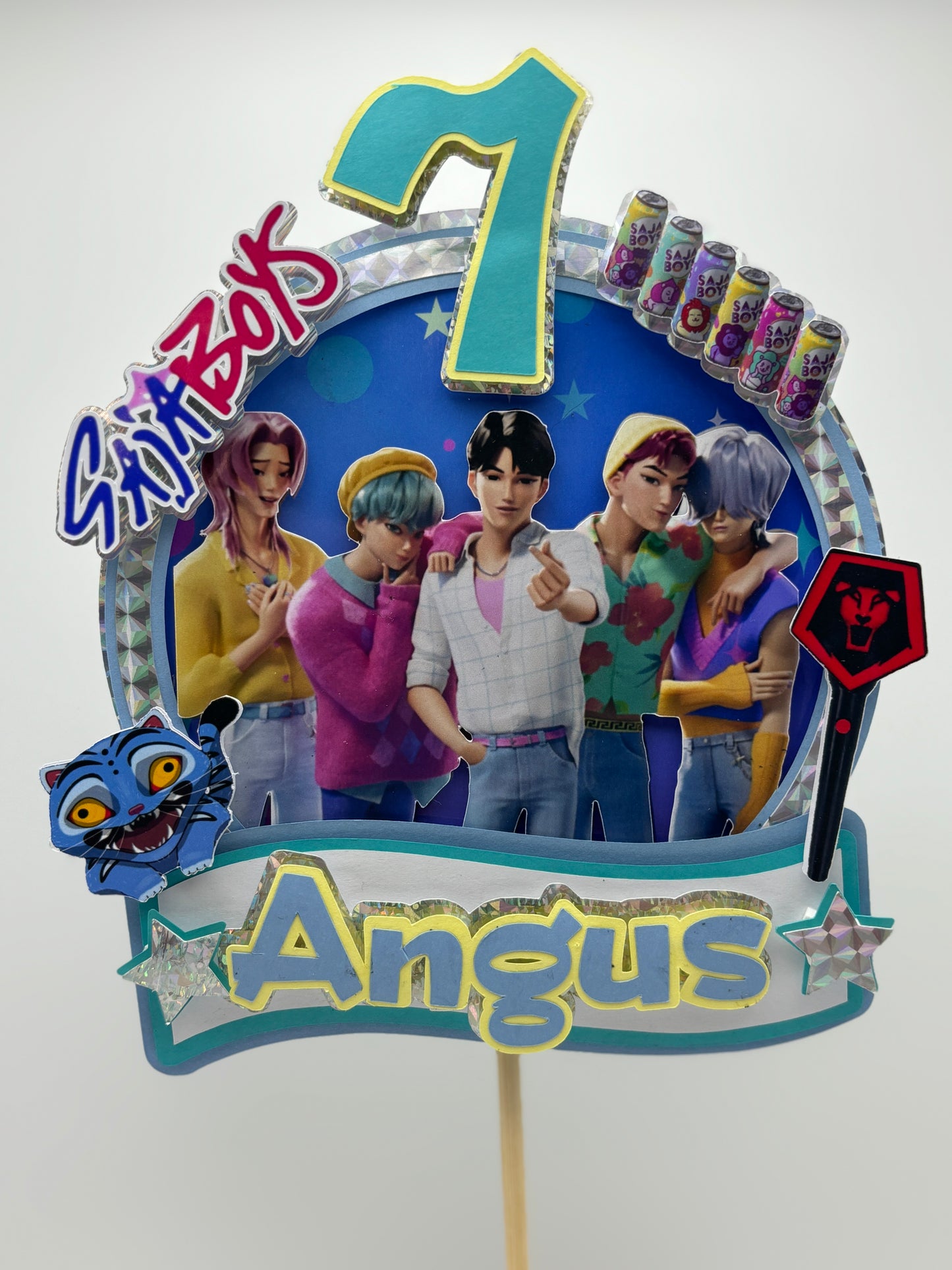K-pop demon hunters Saja Boys Birthday Cake Topper β Personalised with name and age