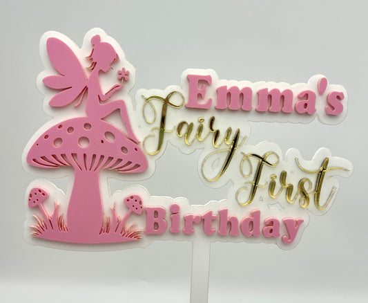 Personalised Fairy First Birthday Cake Topper