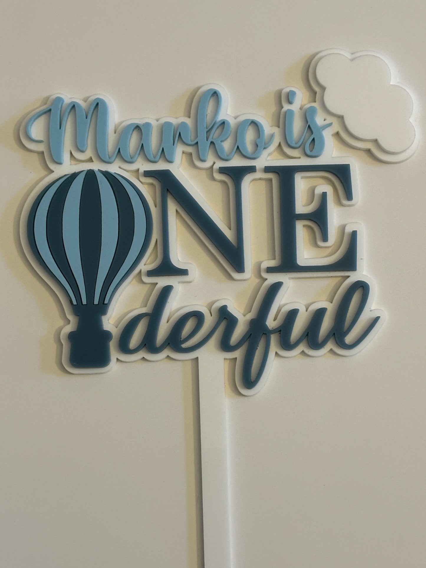 ONE-derful Balloon-Themed First Birthday Cake Topper – Custom Name