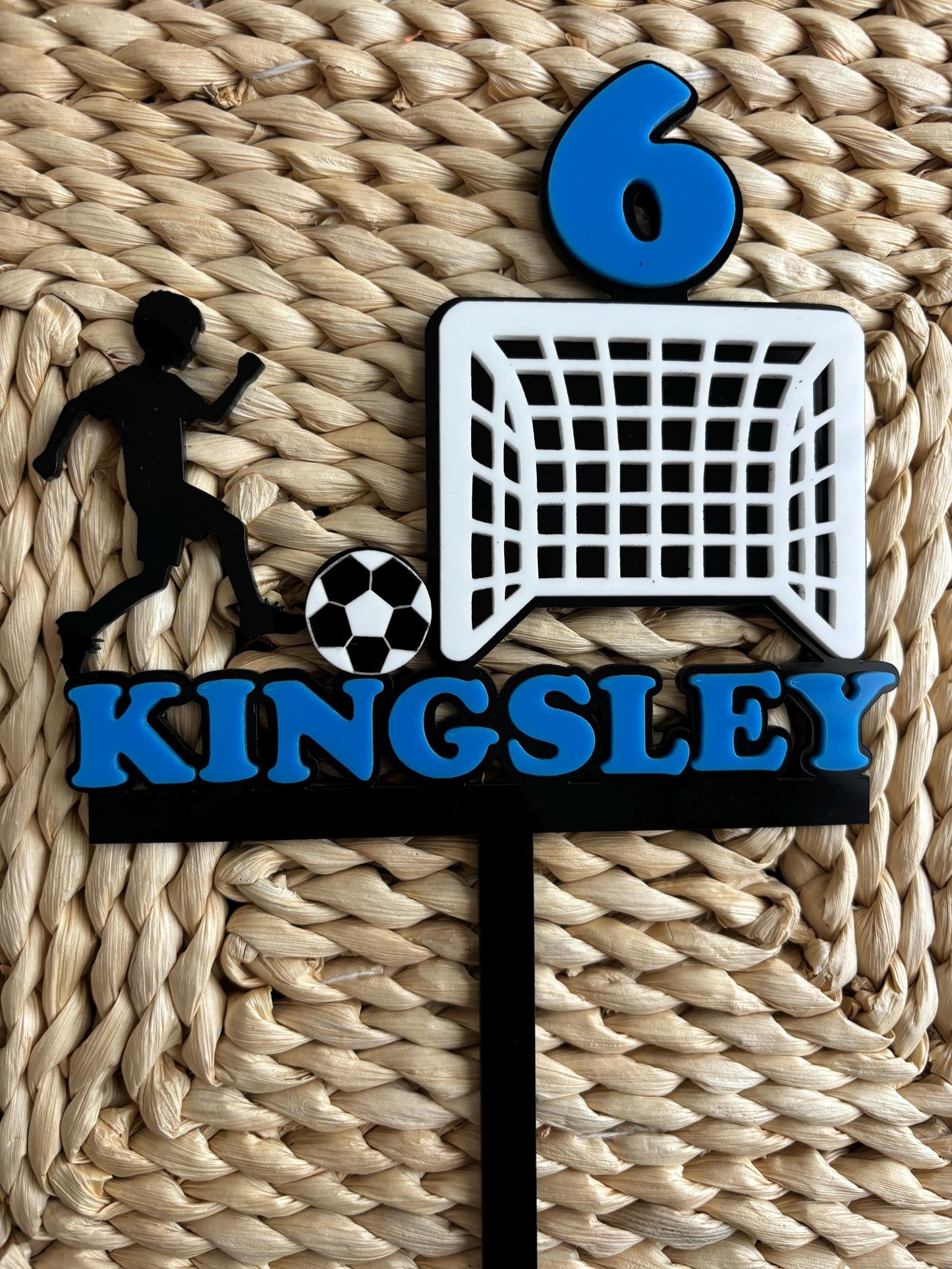 Personalised Soccer Cake Topper  Custom Acrylic Birthday Decorations