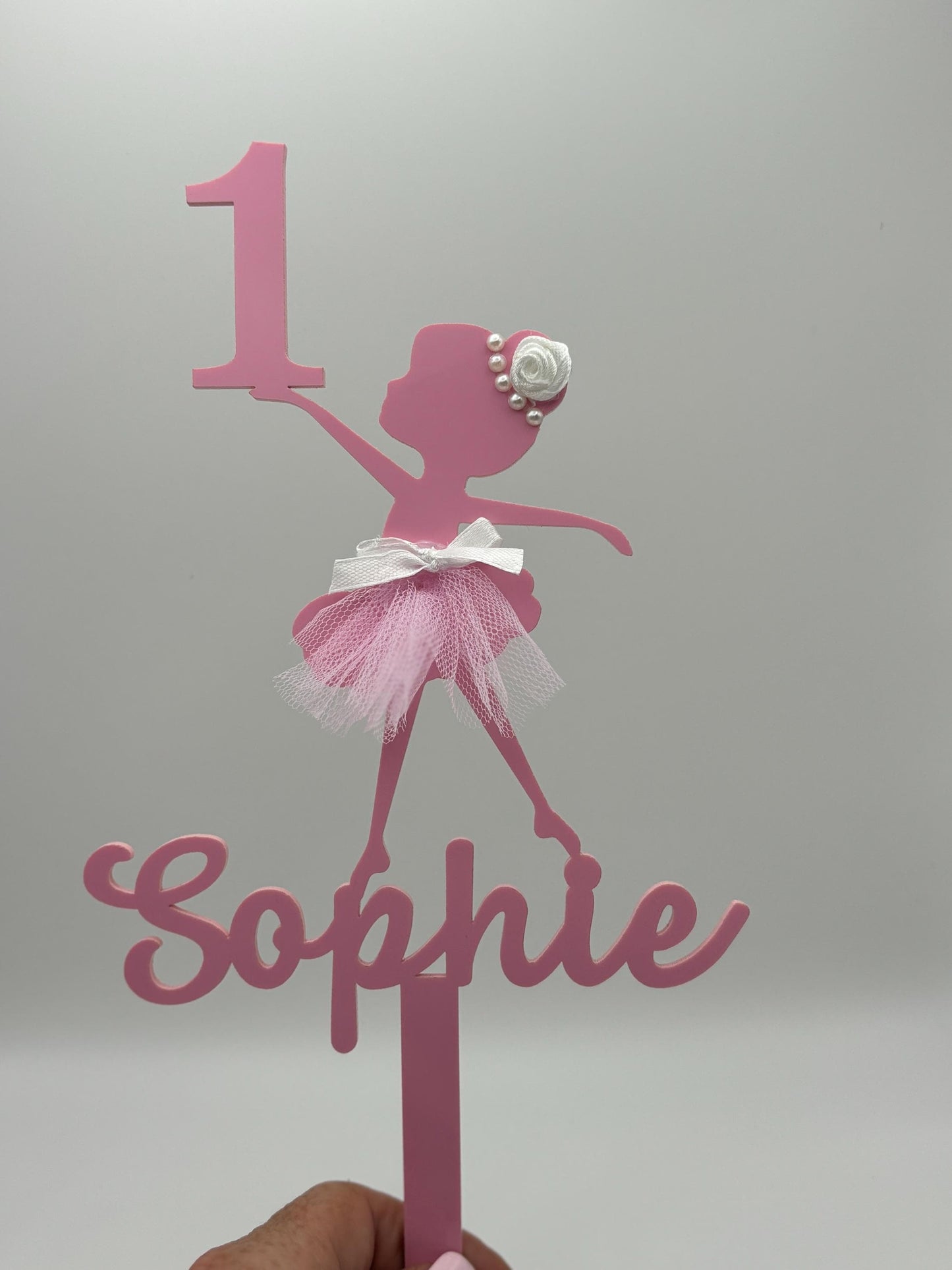 Custom made Ballerina cake topper with child name and age