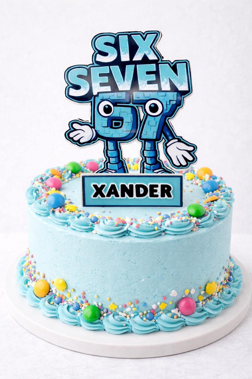 Six Seven 67 Kids Cake Topper | Custom Name Birthday Cake Decoration