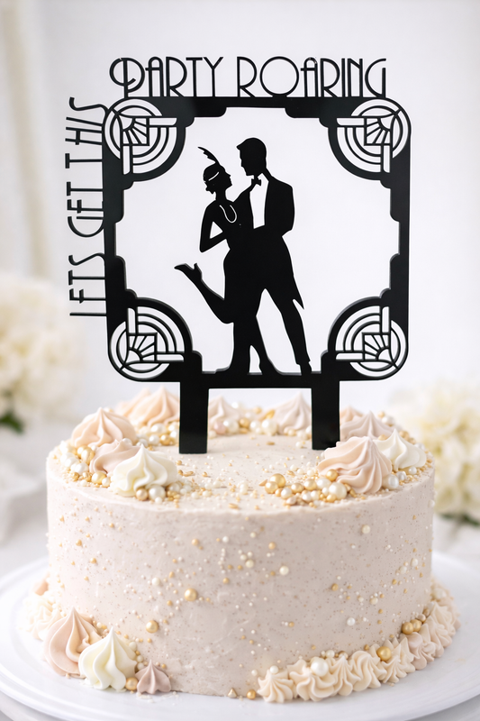 Elegant Gatsby Cake Topper - 1920s Hollywood Theme