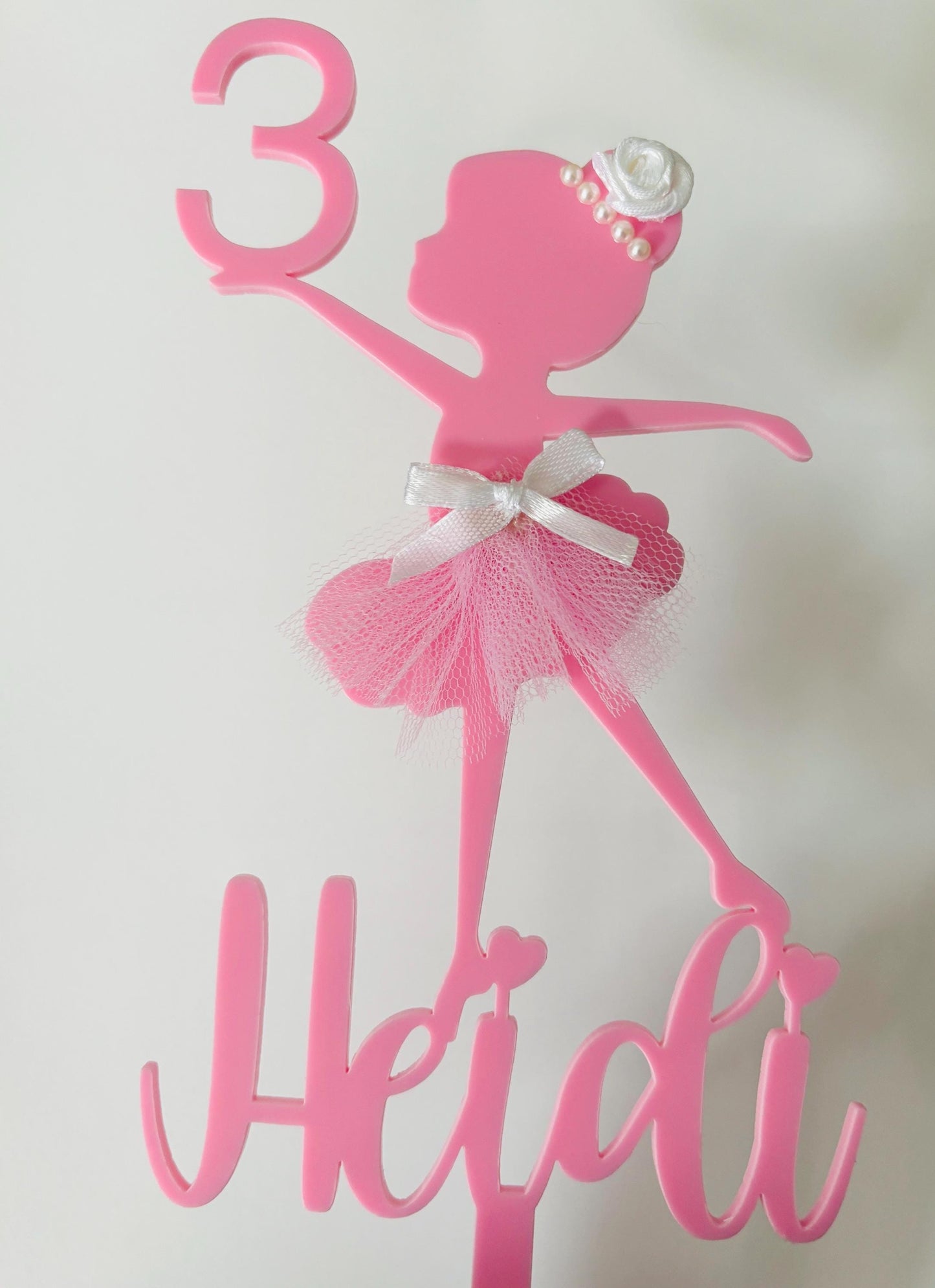 Custom made Ballerina cake topper with child name and age
