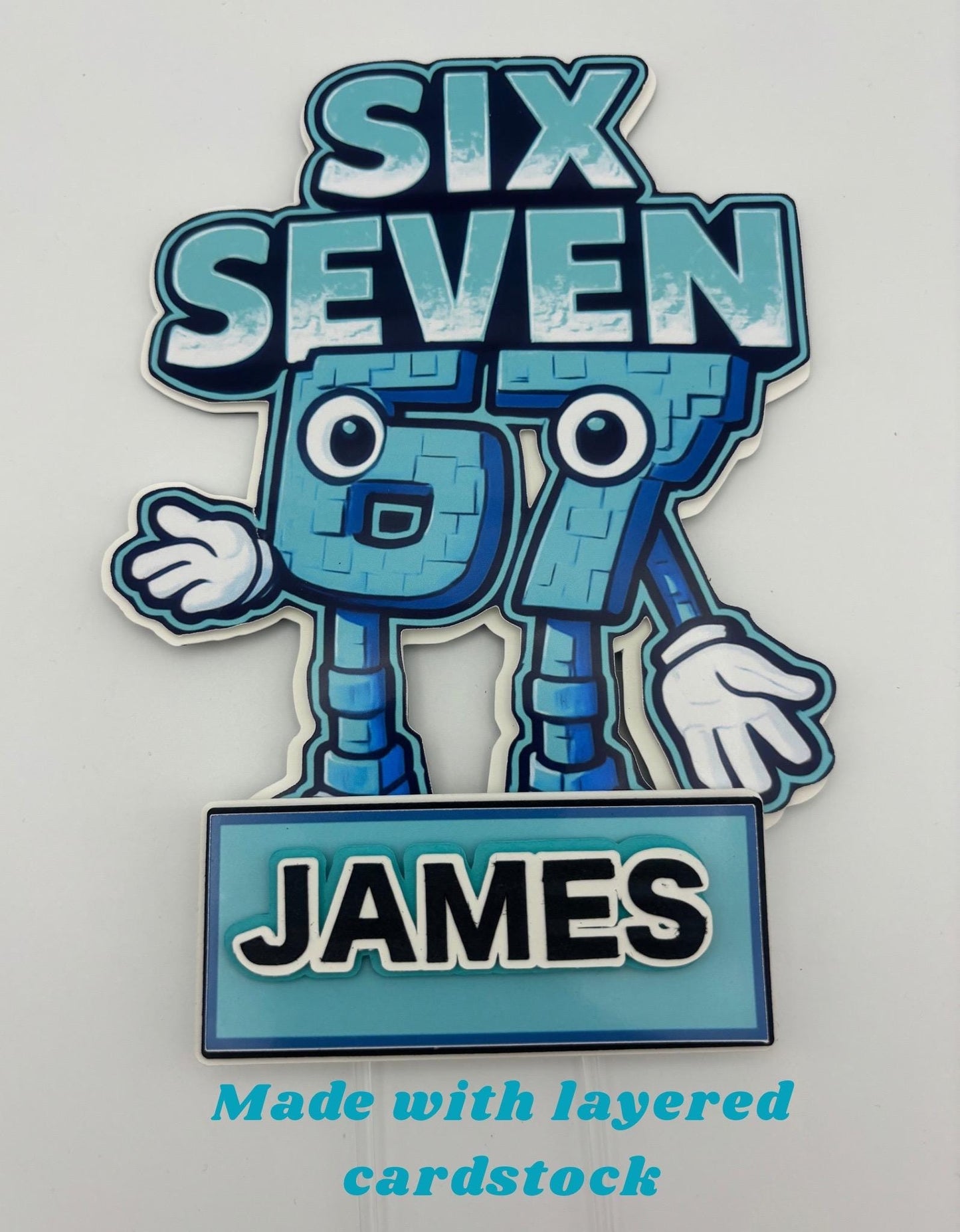 Six Seven 67 Kids Cake Topper | Custom Name Birthday Cake Decoration