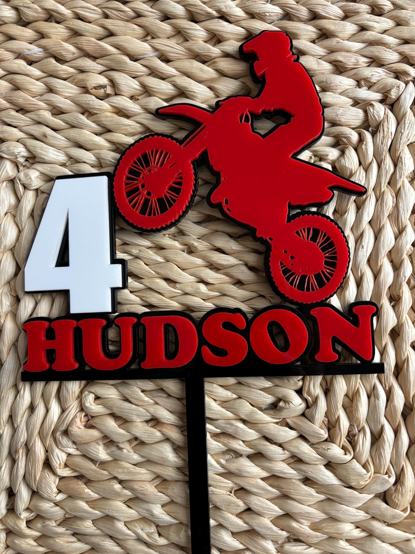Custom Made Motorbike Cake Topper | Dirt Bike Cake Decoration | Motocross Cake Topper |  Laser Acrylic Topper | Motorbike Theme party