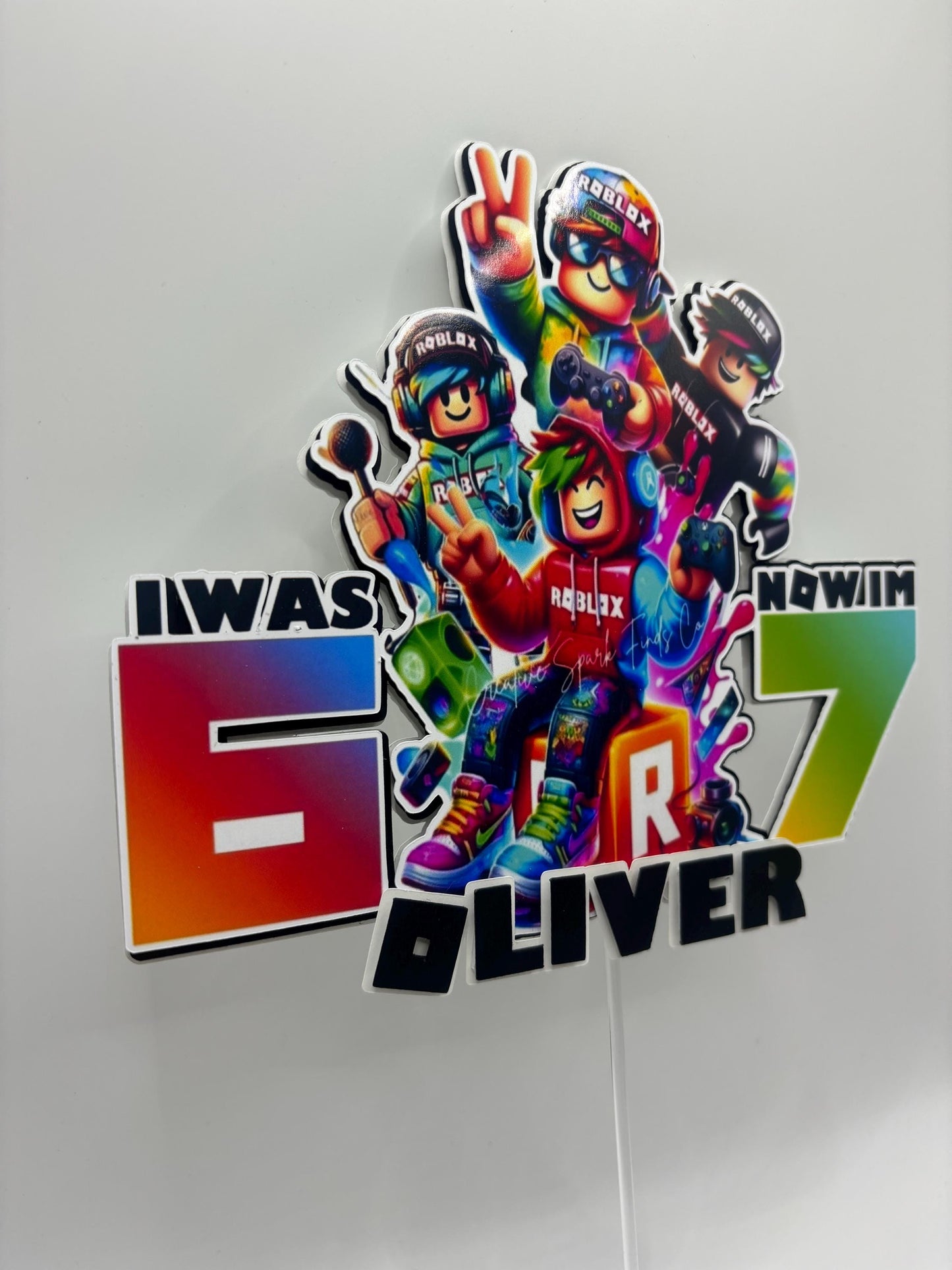 Gamer 6–7 Birthday Cake Topper | Custom Name & Age | Cardstock Party Topper