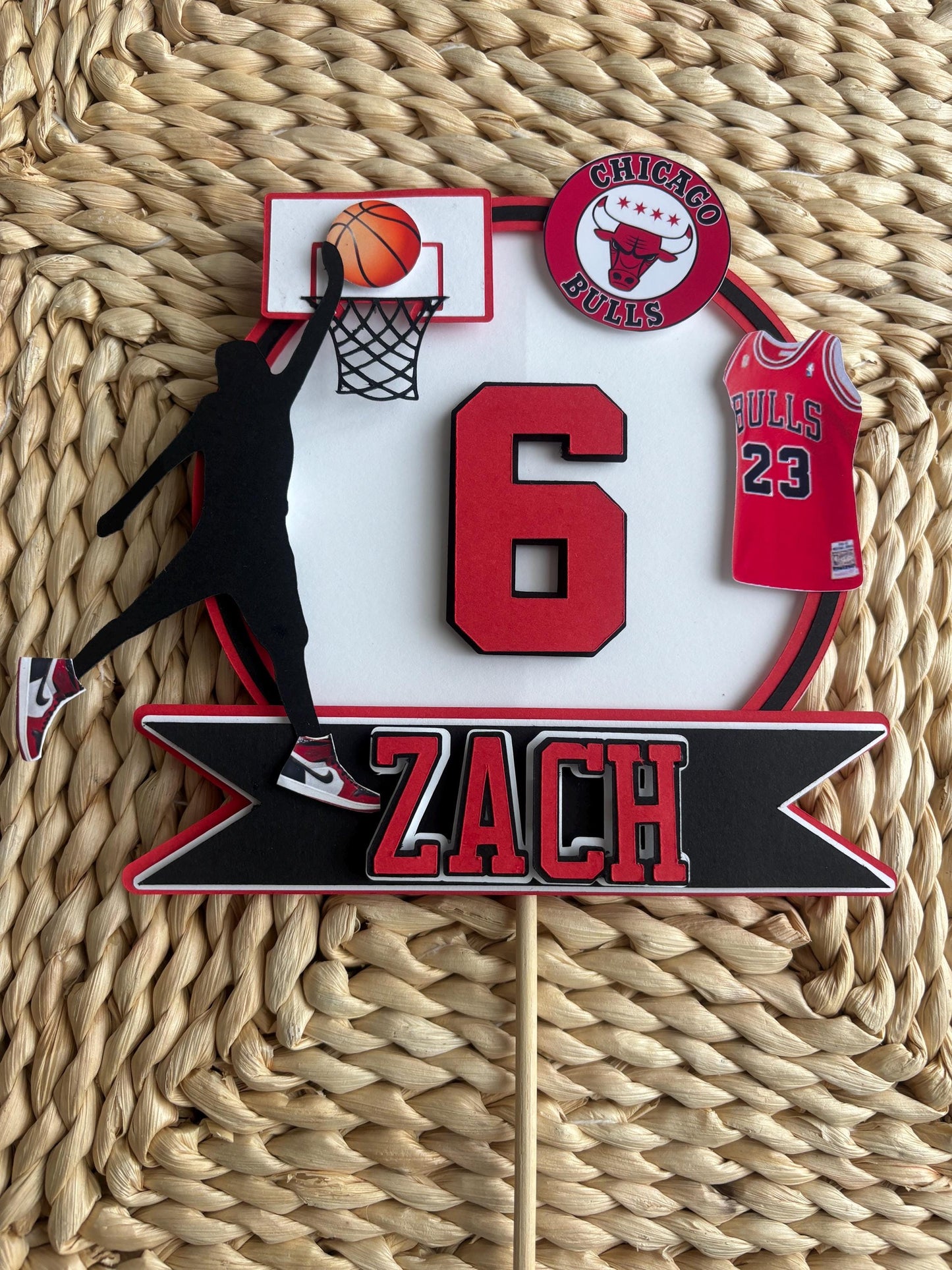 Chicago Bulls 3D  Personalised Cake Topper