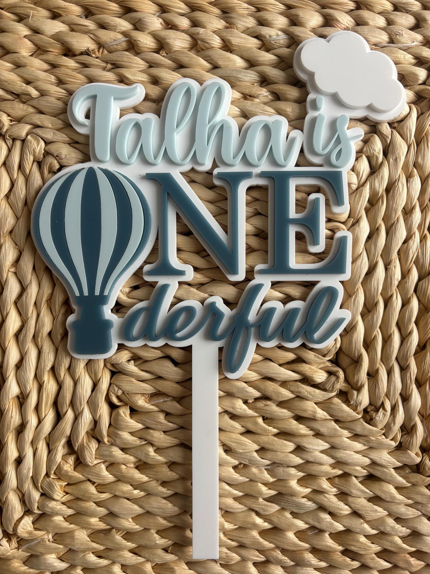 ONE-derful Balloon-Themed First Birthday Cake Topper – Custom Name