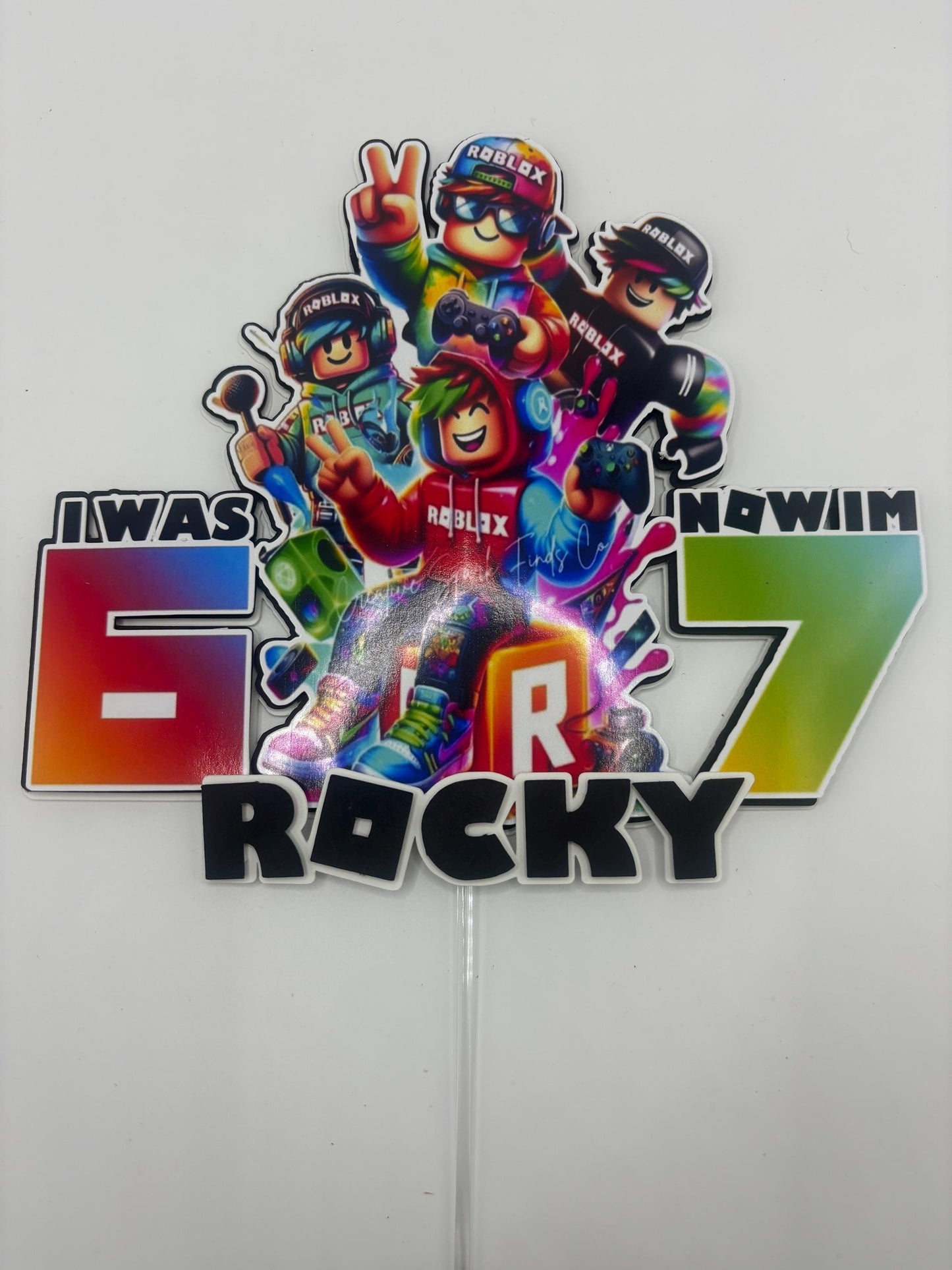 Gamer 6–7 Birthday Cake Topper | Custom Name & Age | Cardstock Party Topper