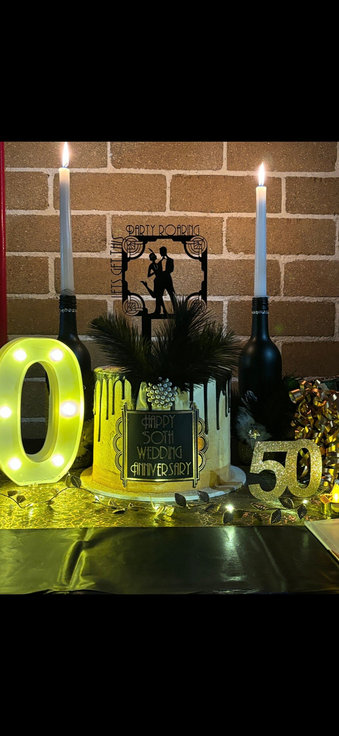 Elegant Gatsby Cake Topper - 1920s Hollywood Theme