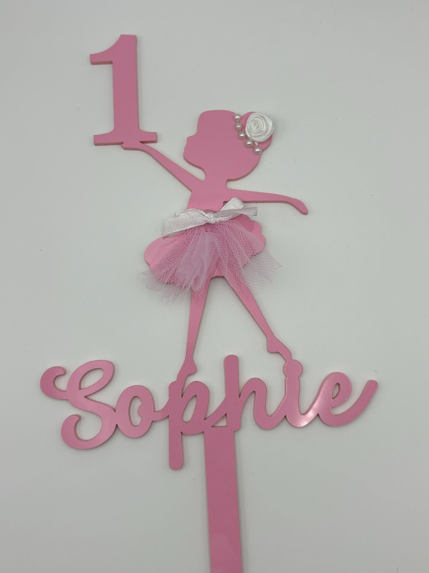 Custom made Ballerina cake topper with child name and age