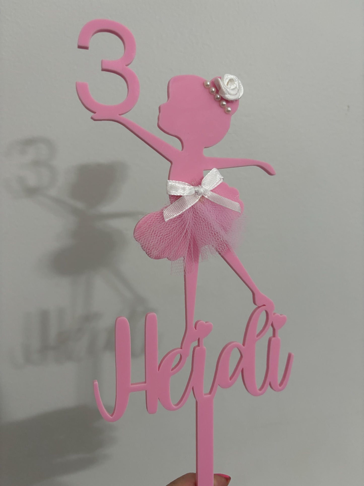 Custom made Ballerina cake topper with child name and age