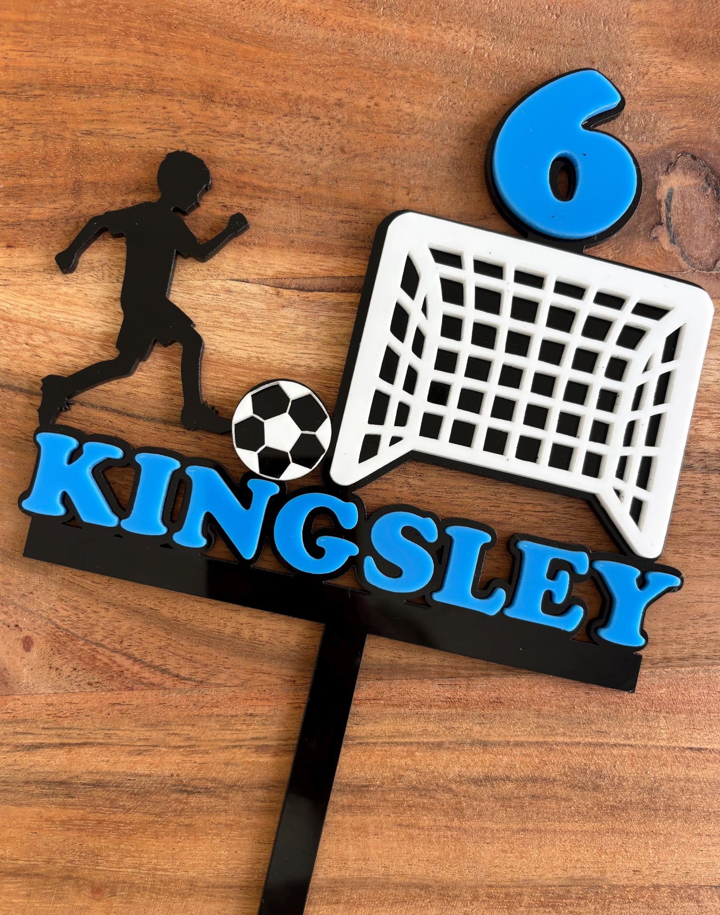 Personalised Soccer Cake Topper  Custom Acrylic Birthday Decorations