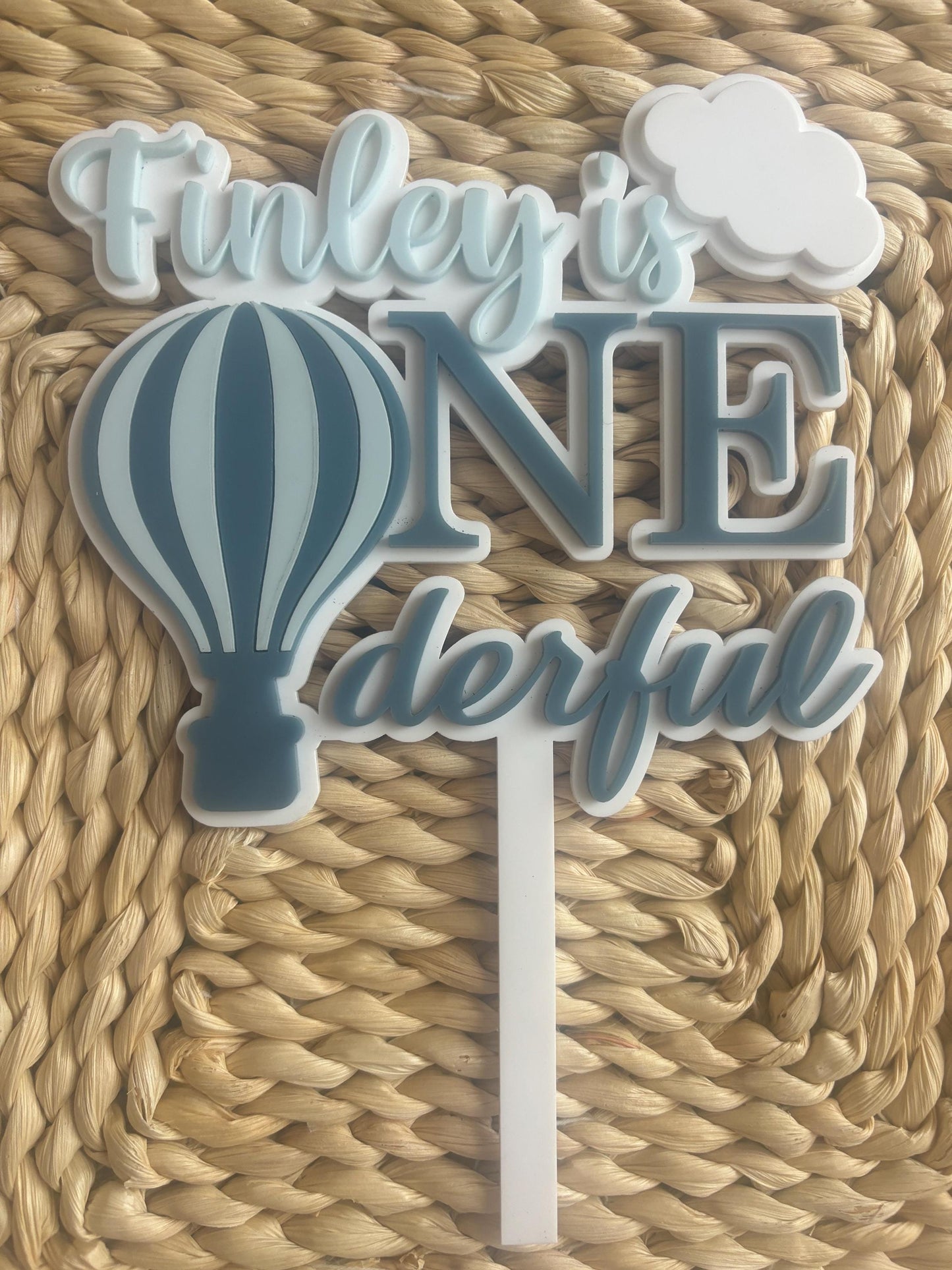 ONE-derful Balloon-Themed First Birthday Cake Topper – Custom Name