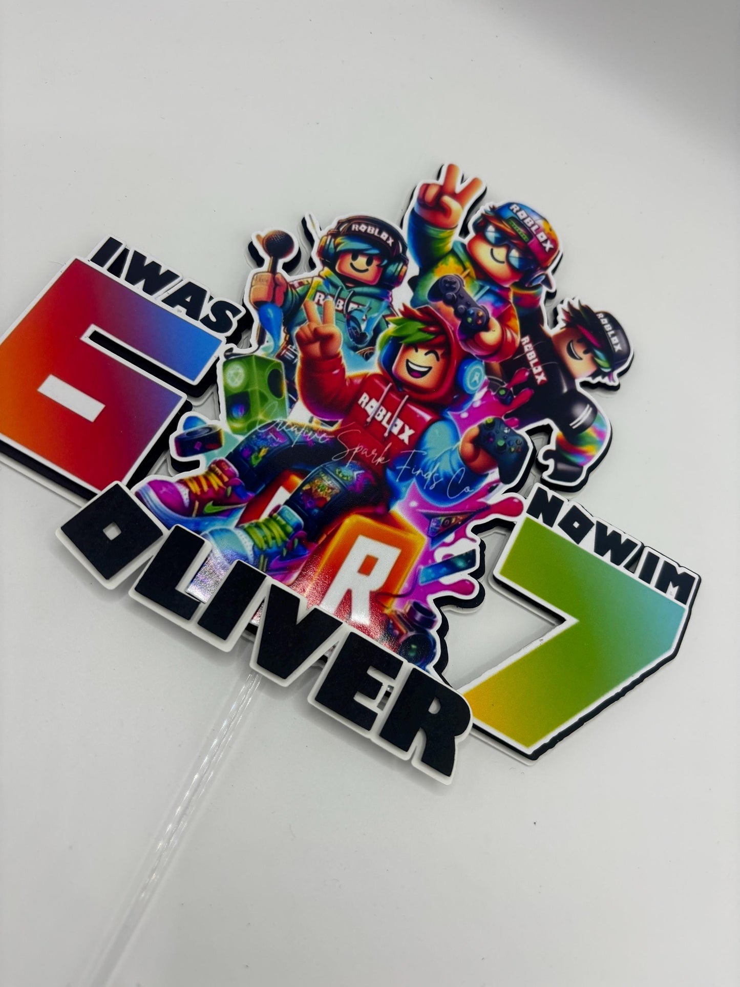 Gamer 6–7 Birthday Cake Topper | Custom Name & Age | Cardstock Party Topper