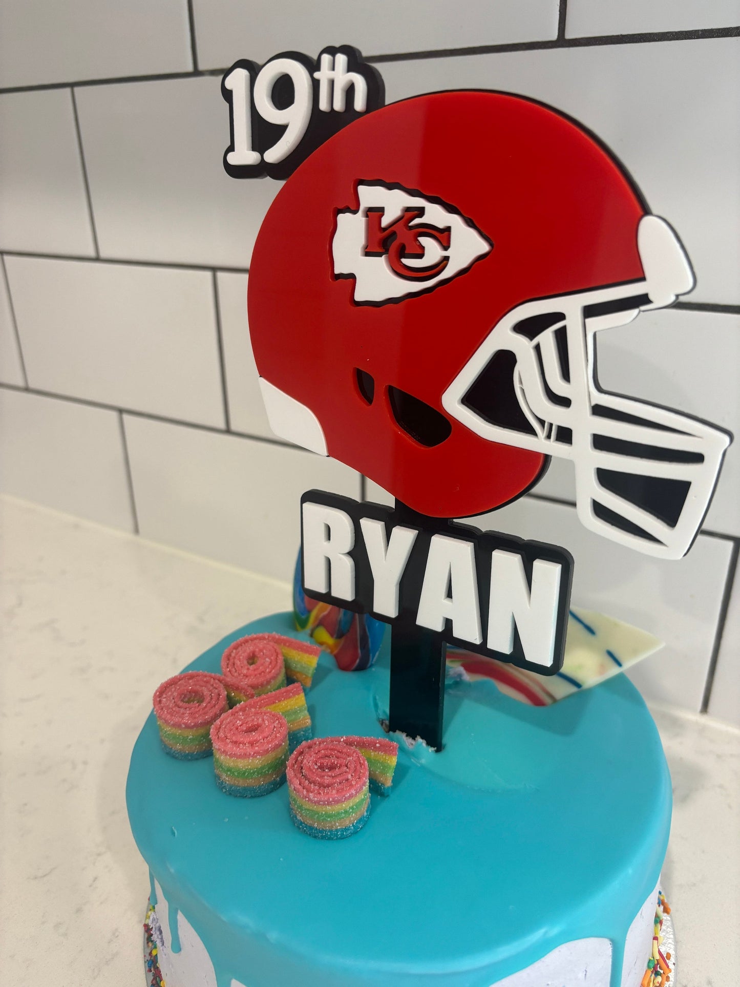 Custom Kansas City Chiefs Cake Topper - Personalised with Name and Age