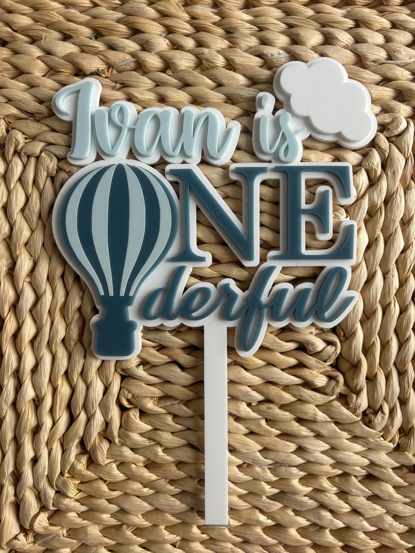 ONE-derful Balloon-Themed First Birthday Cake Topper – Custom Name