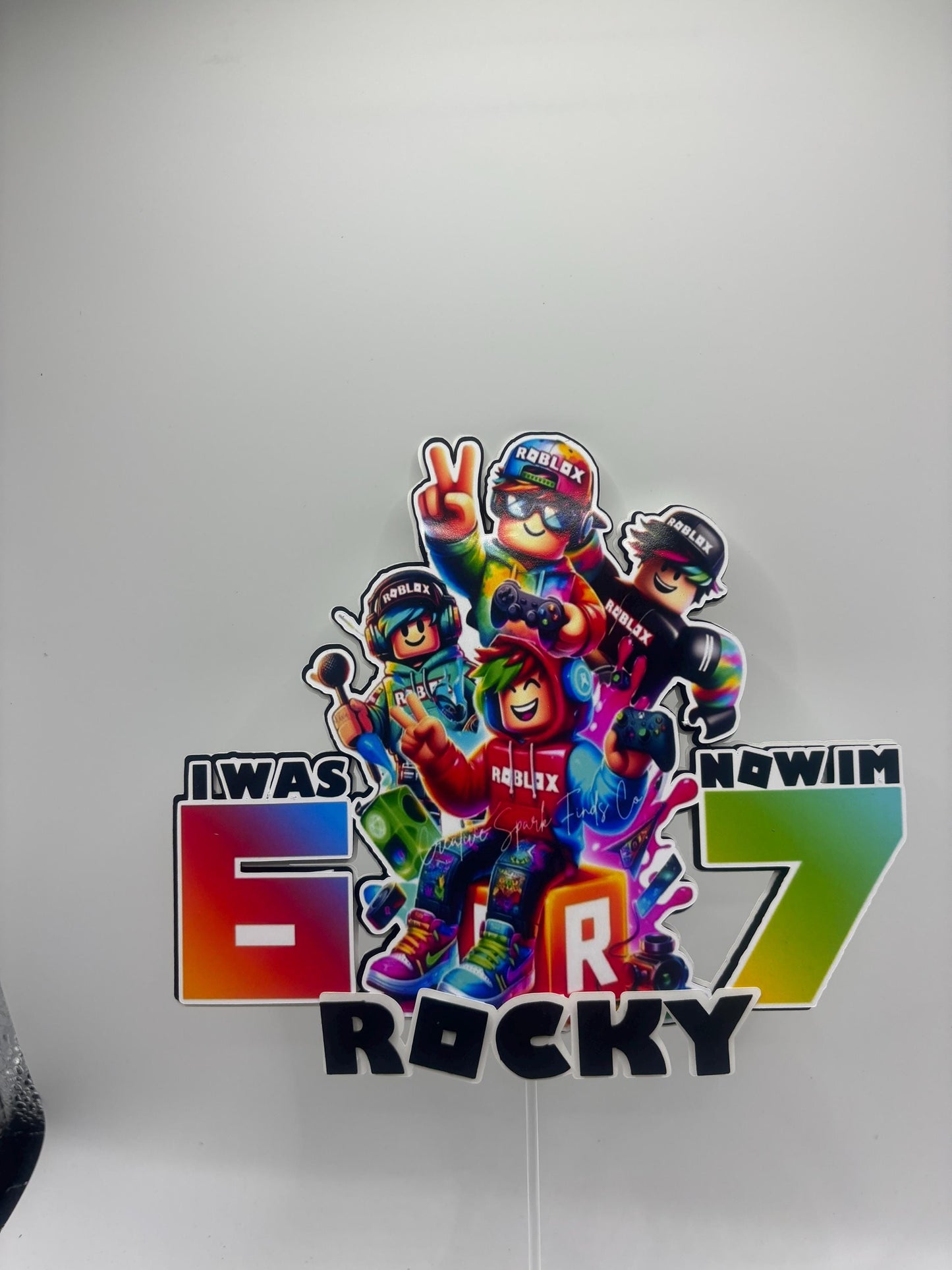 Gamer 6–7 Birthday Cake Topper | Custom Name & Age | Cardstock Party Topper