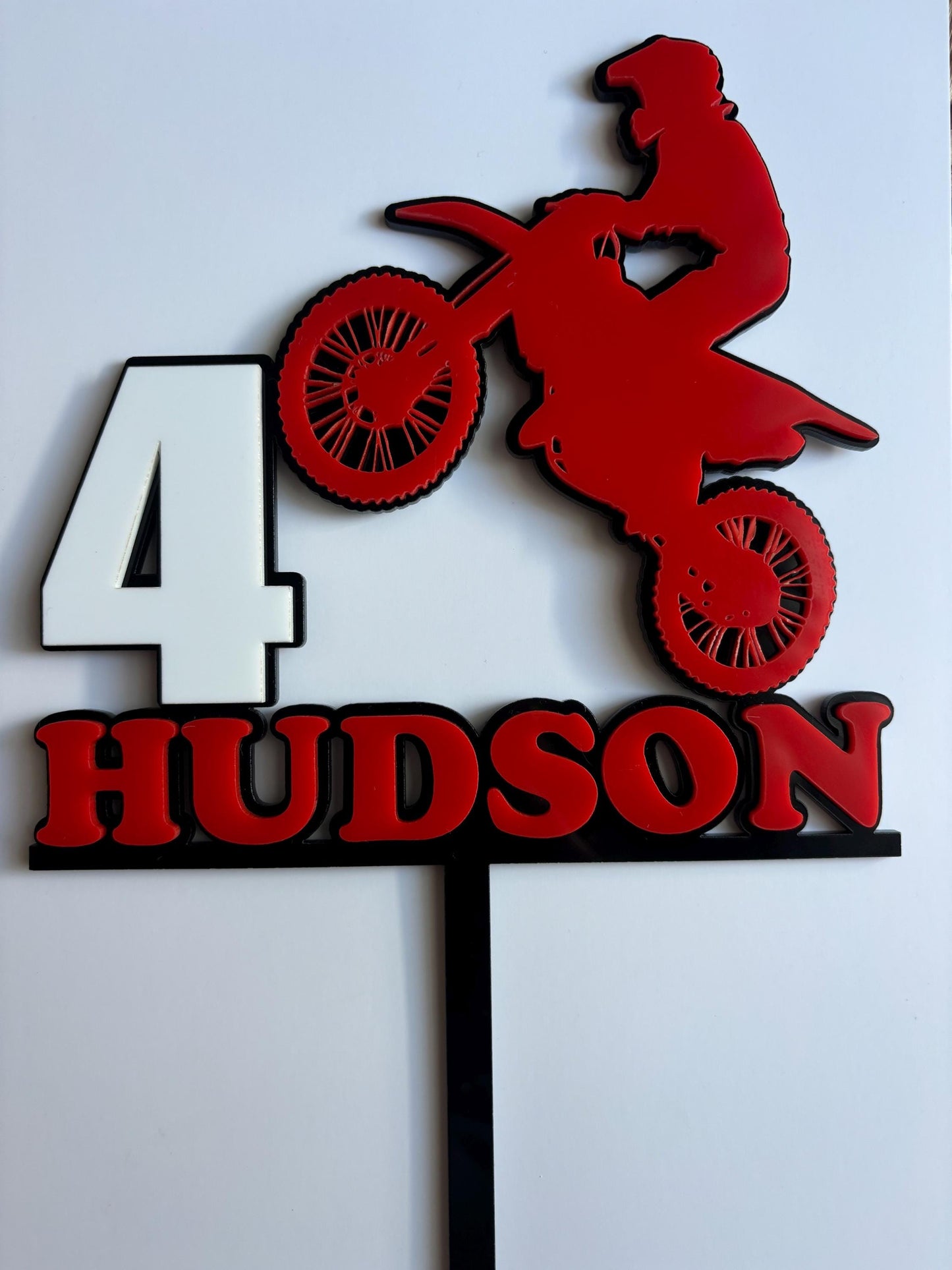 Custom Dirt Bike Cake Topper: Laser Cut Acrylic Motorbike Party Decoration