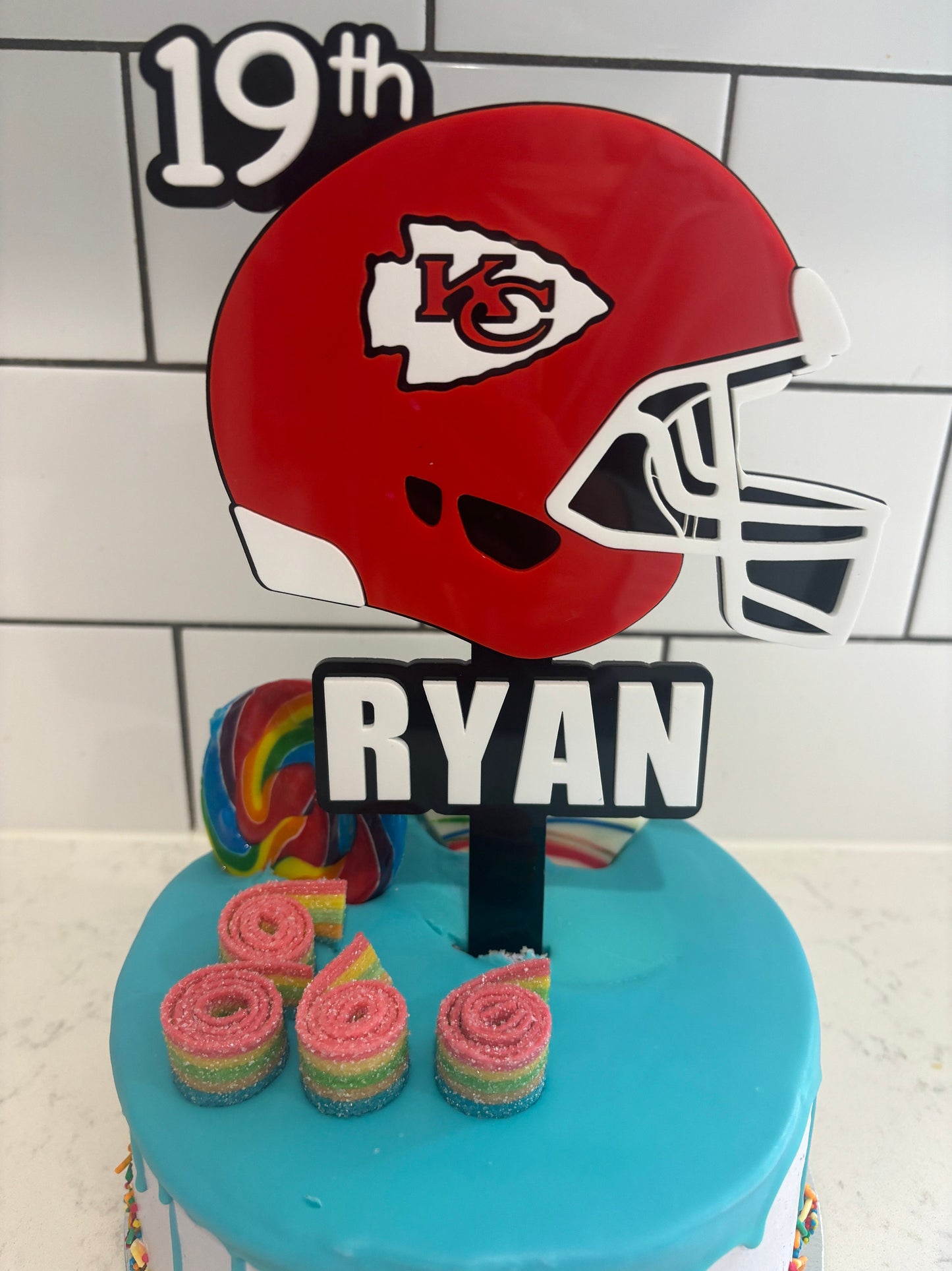 Custom Kansas City Chiefs Cake Topper - Personalised with Name and Age