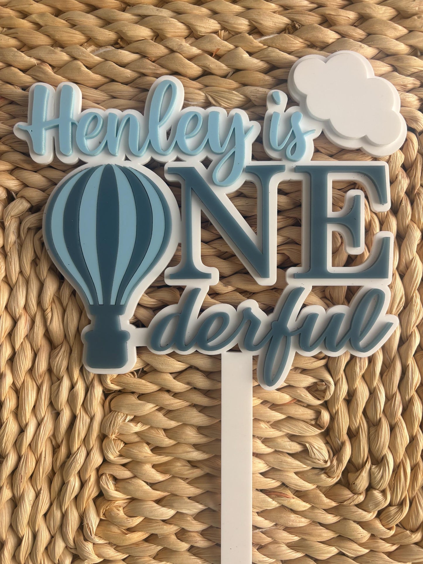 ONE-derful Balloon-Themed First Birthday Cake Topper – Custom Name