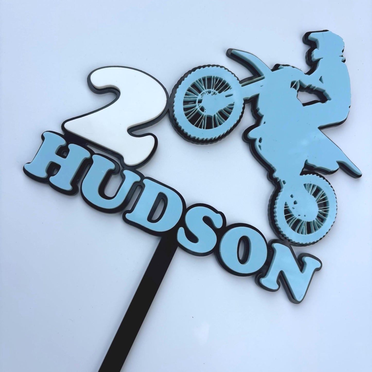 Custom Dirt Bike Cake Topper: Laser Cut Acrylic Motorbike Party Decoration