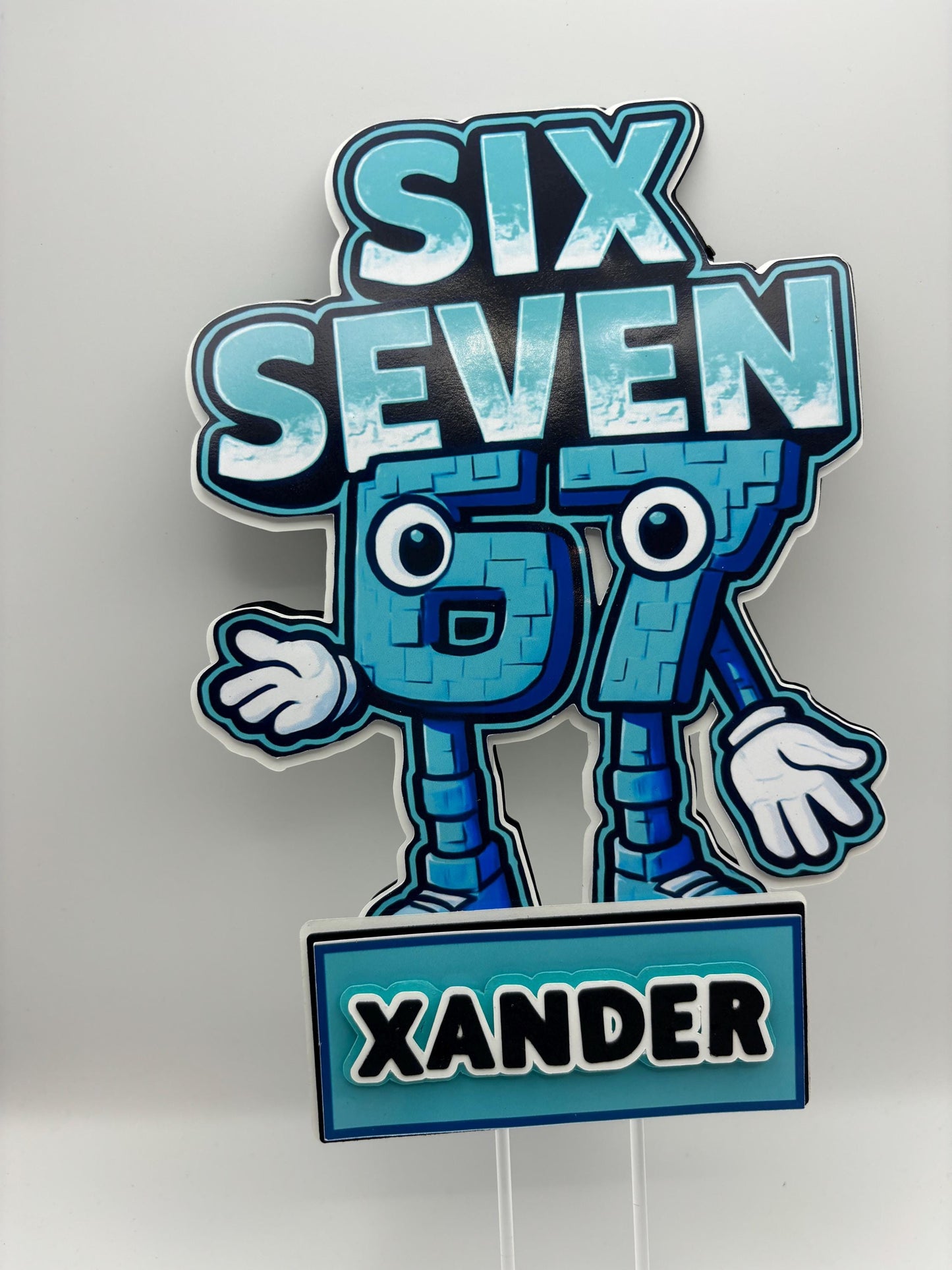 Six Seven 67 Kids Cake Topper | Custom Name Birthday Cake Decoration