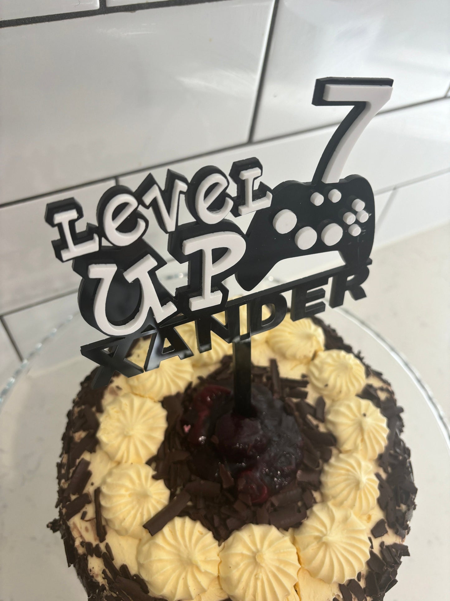 Personalized Acrylic Gaming Cake Topper - Custom Name & Age Decoration