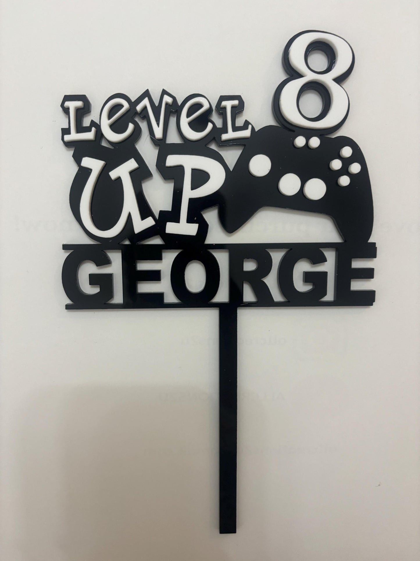 Personalized Acrylic Gaming Cake Topper - Custom Name & Age Decoration