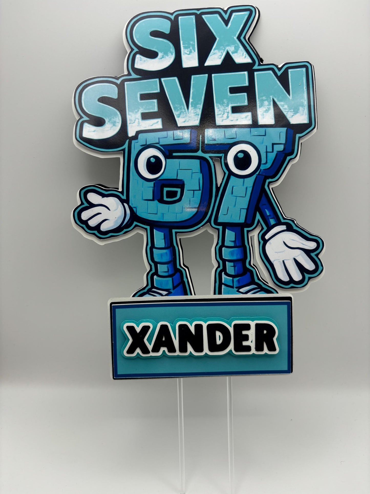 Six Seven 67 Kids Cake Topper | Custom Name Birthday Cake Decoration