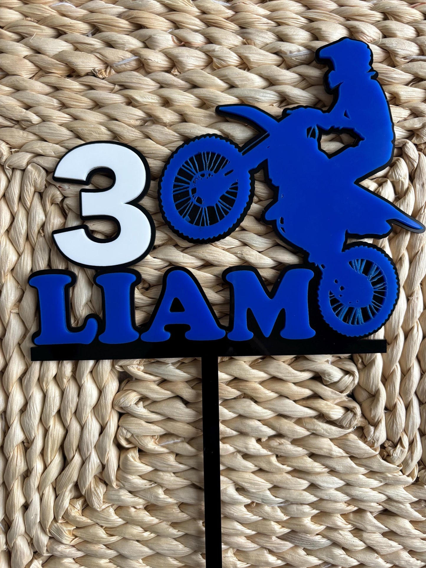 Custom Dirt Bike Cake Topper: Laser Cut Acrylic Motorbike Party Decoration