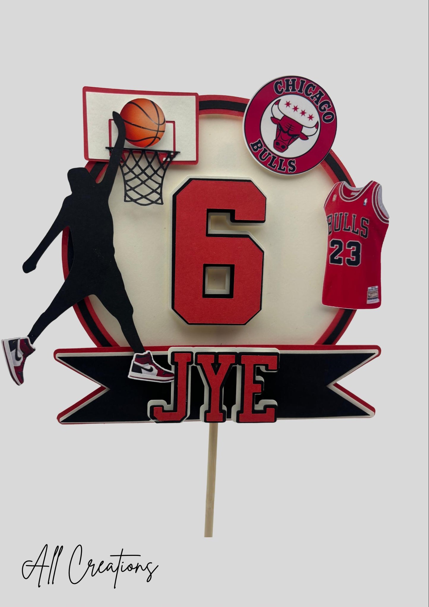 Chicago Bulls 3D  Personalised Cake Topper