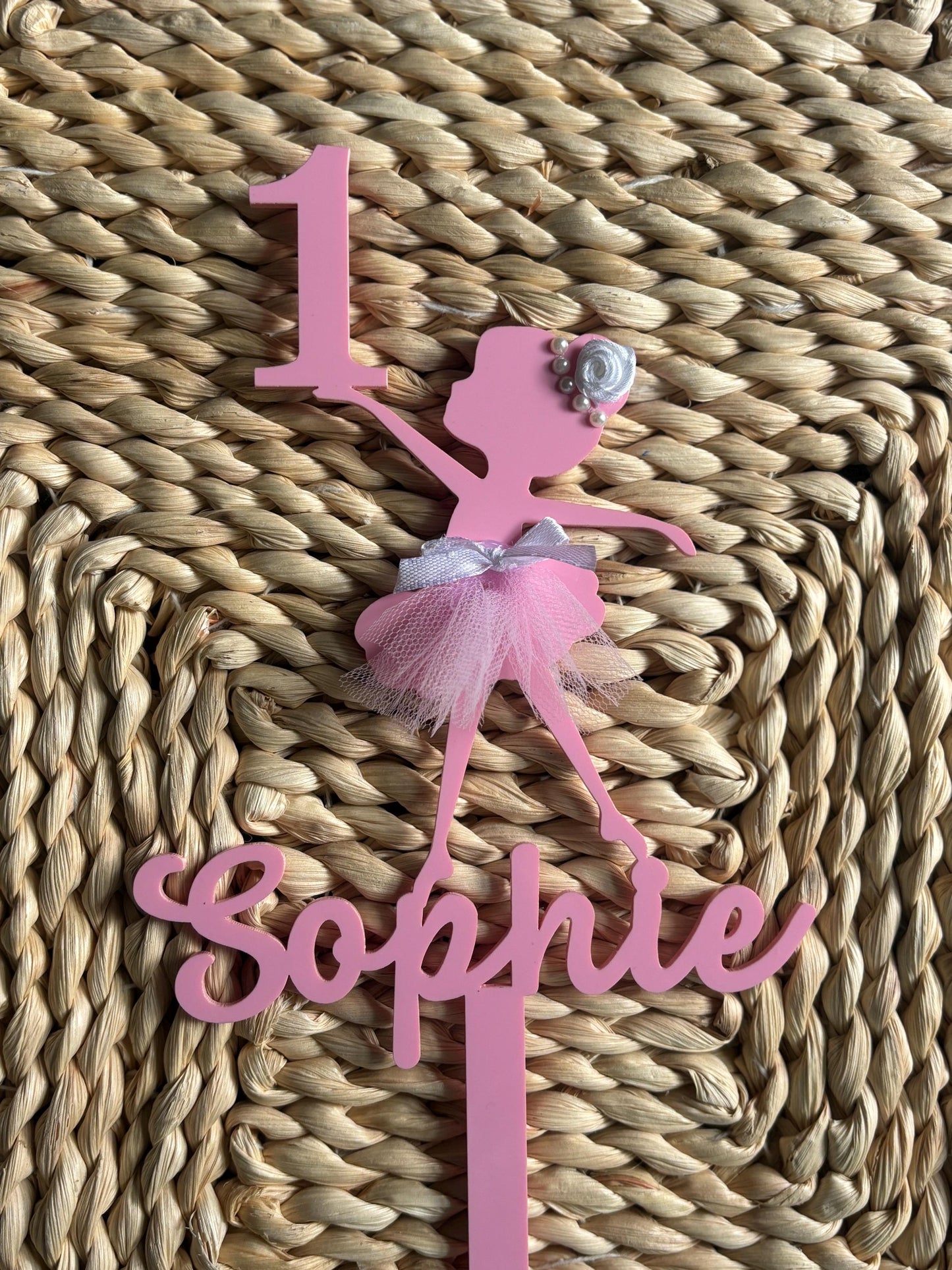 Custom made Ballerina cake topper with child name and age