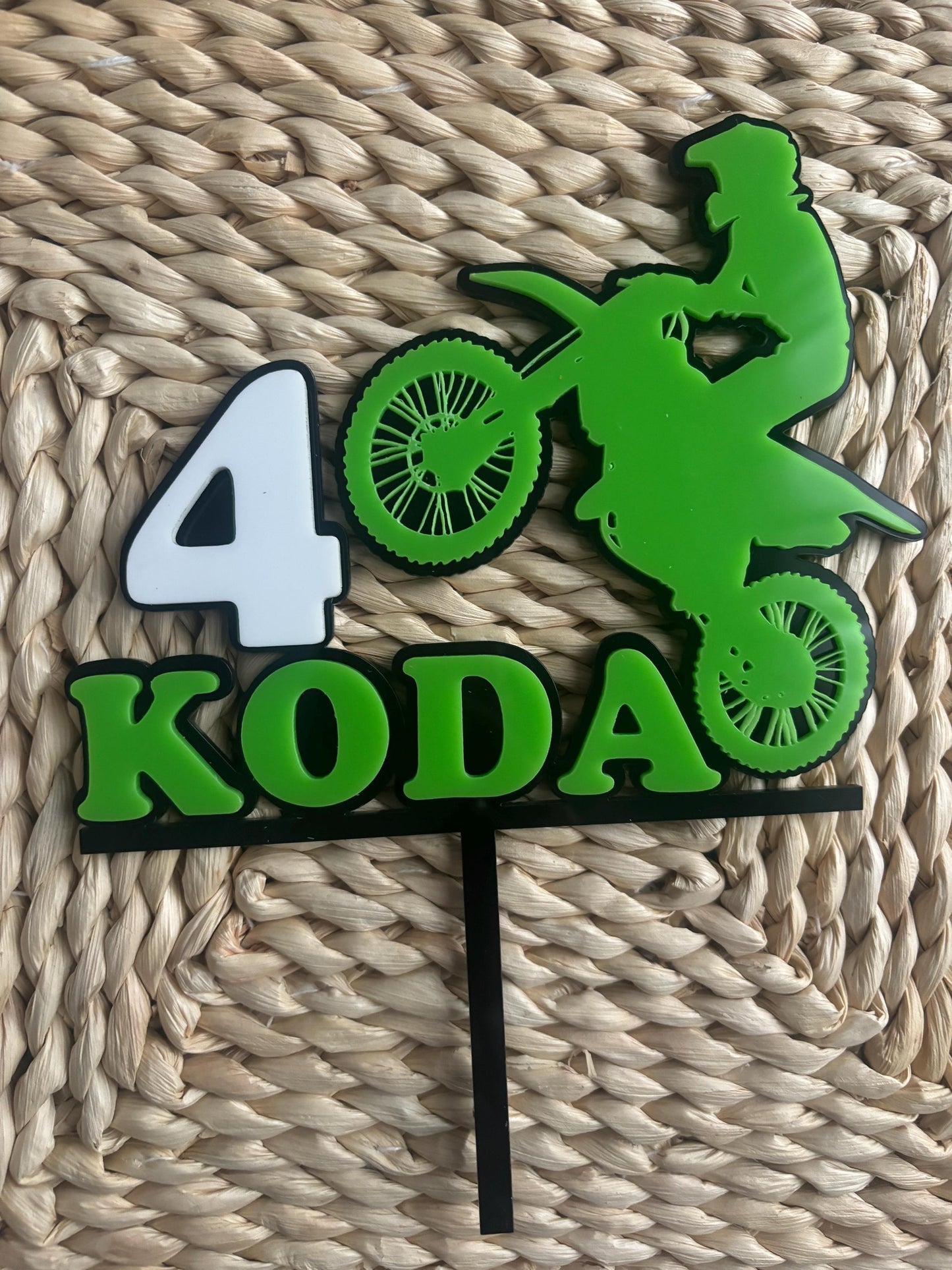 Custom Dirt Bike Cake Topper: Laser Cut Acrylic Motorbike Party Decoration