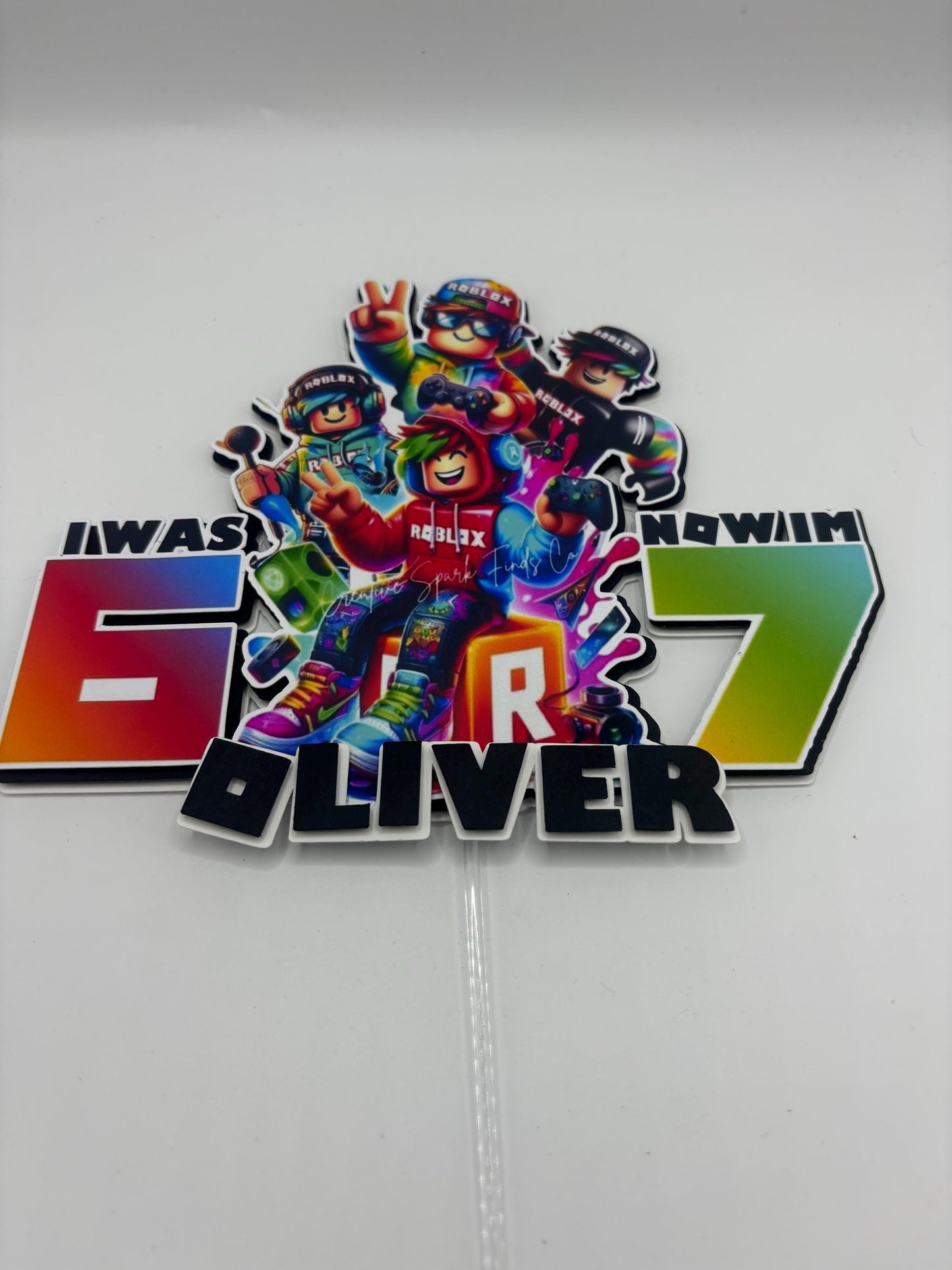 Gamer 6–7 Birthday Cake Topper | Custom Name & Age | Cardstock Party Topper