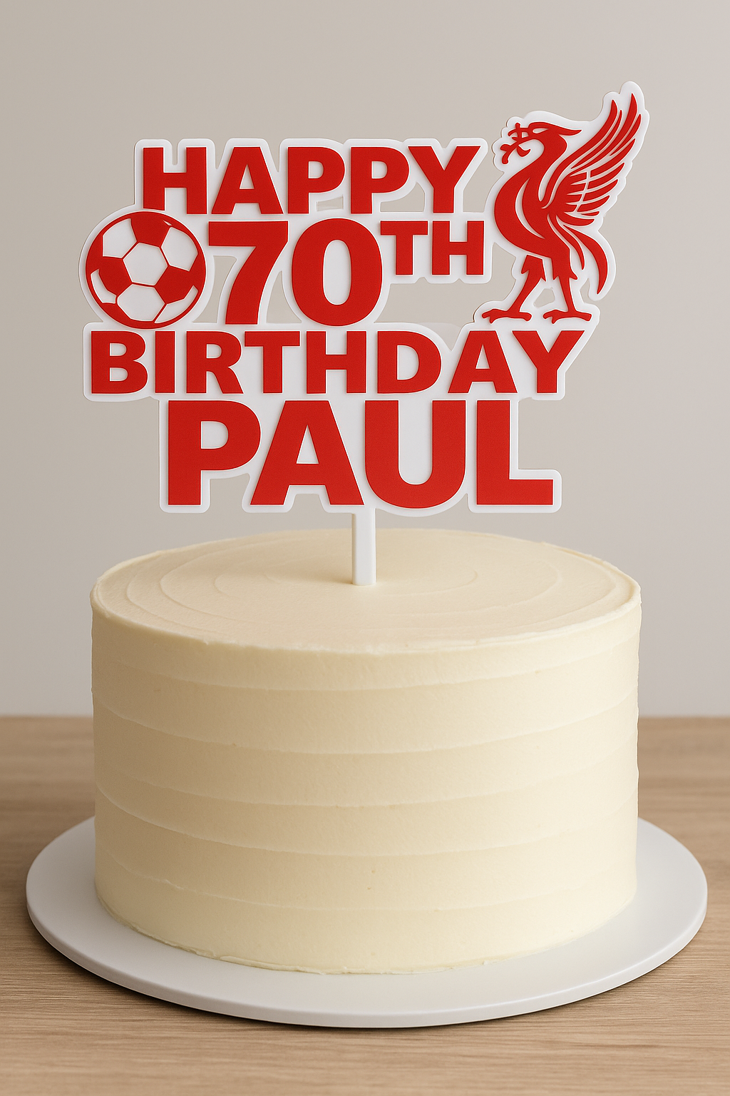 Custom Liverpool FC Acrylic Cake Topper – Add Name & Age