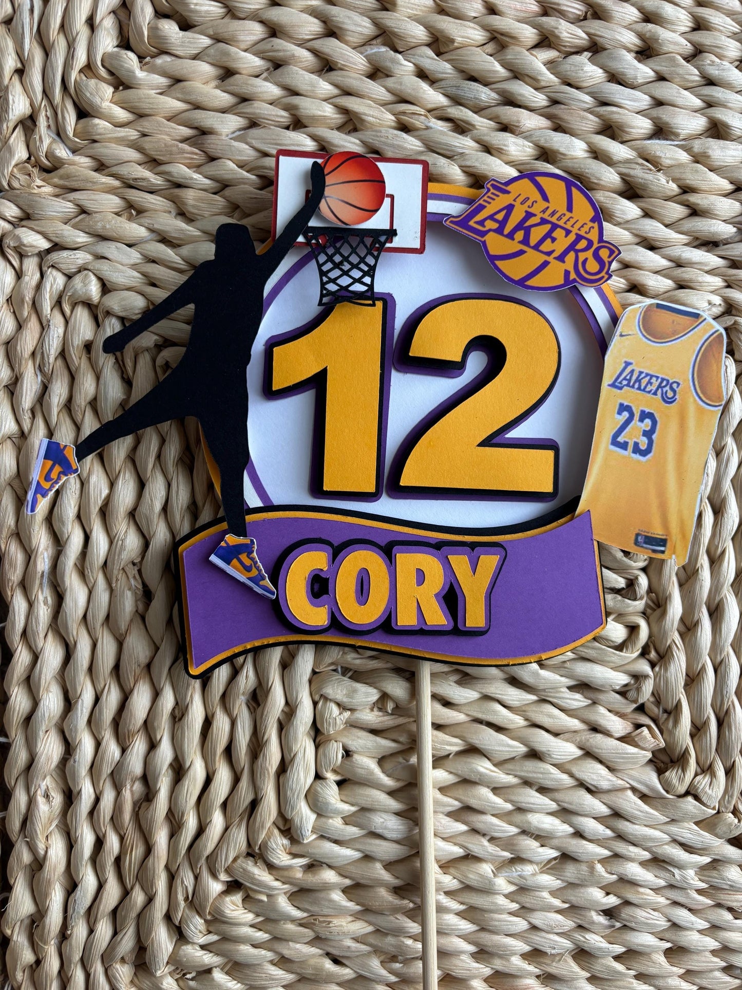 3D Lakers Basketball Personalised Cake Topper