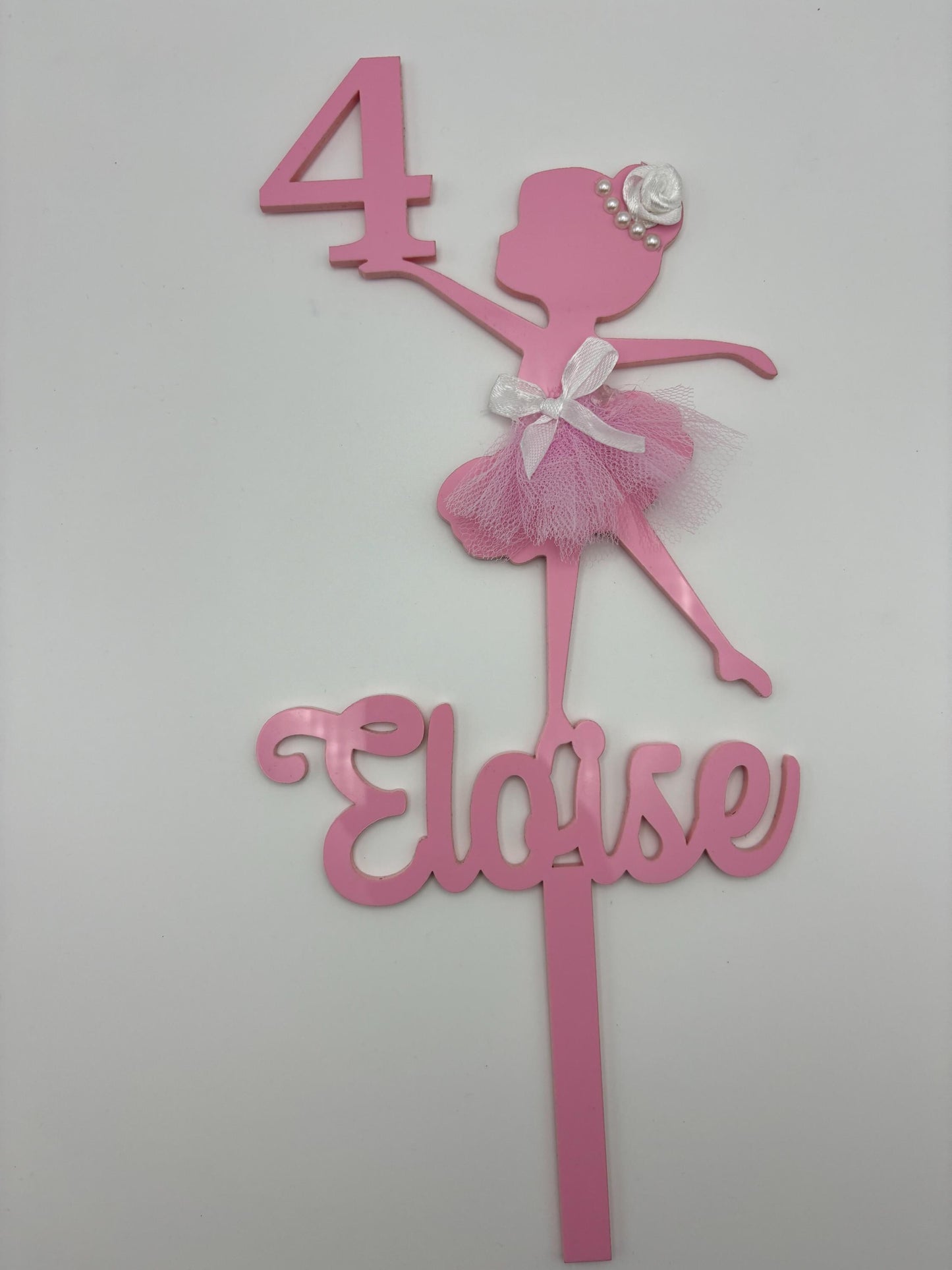 Custom made Ballerina cake topper with child name and age