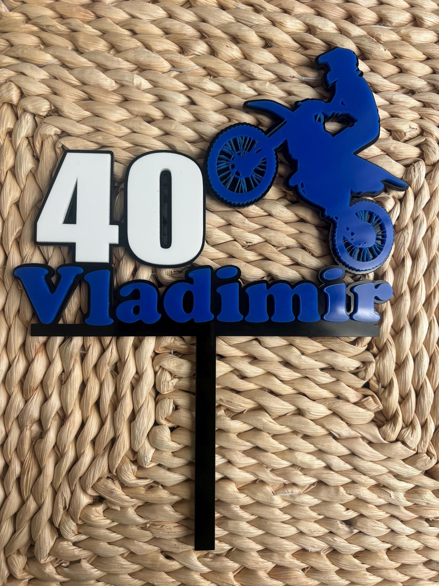 Custom Dirt Bike Cake Topper: Laser Cut Acrylic Motorbike Party Decoration
