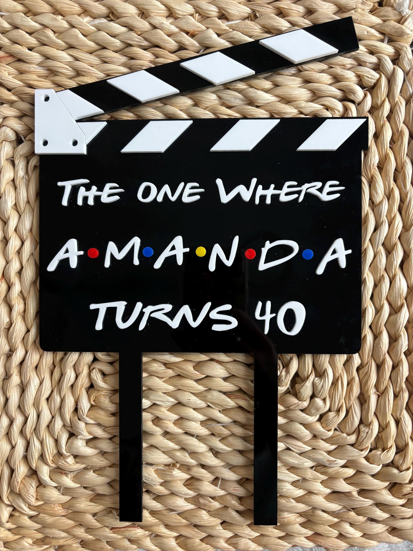 Friends theme personalised acrylic cake topper