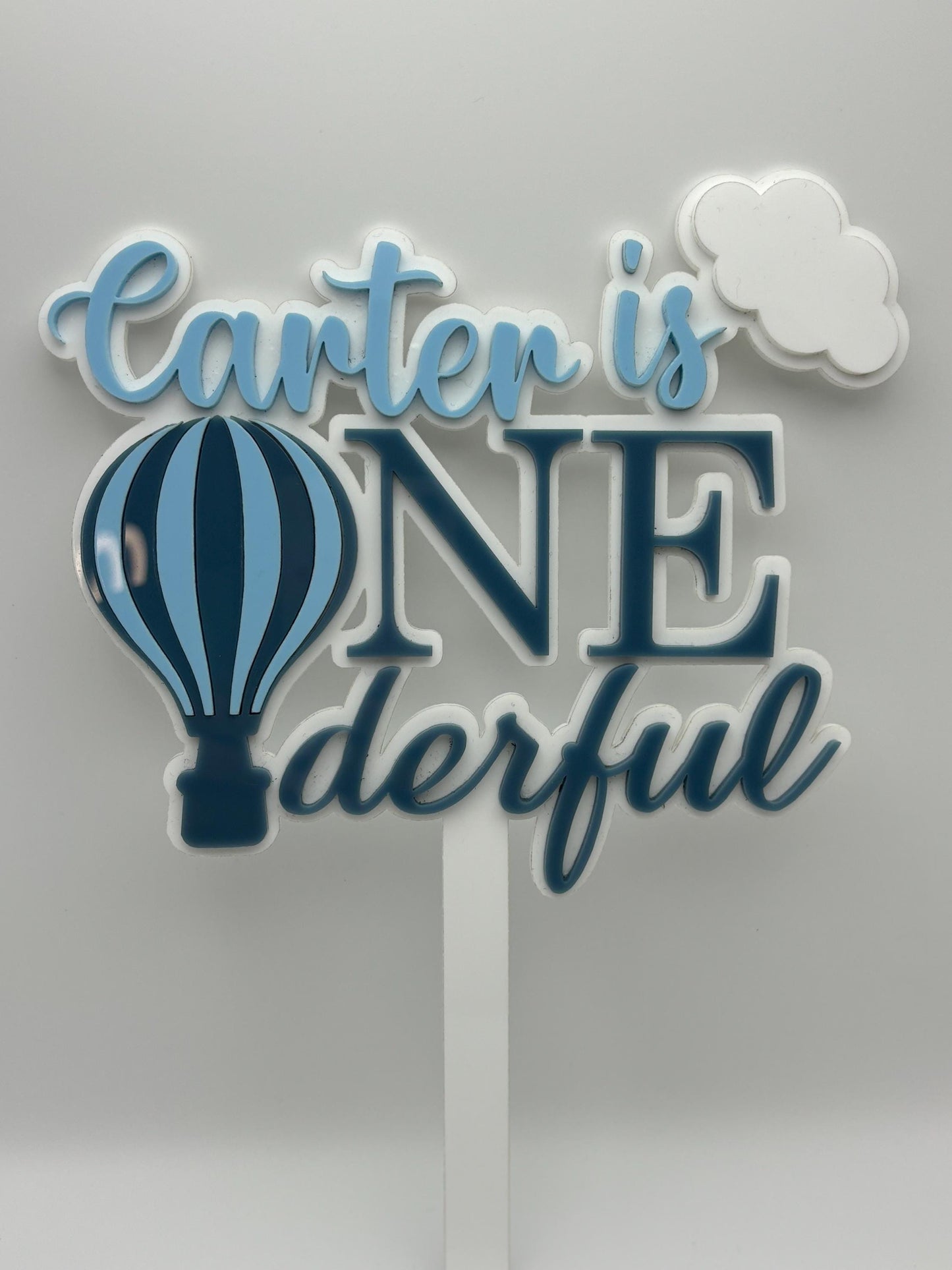 ONE-derful Balloon-Themed First Birthday Cake Topper – Custom Name