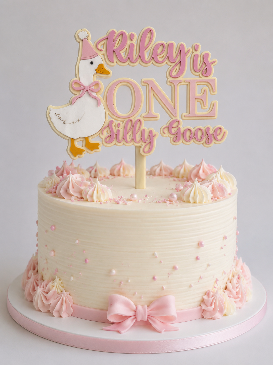 Personalised Silly Goose First Birthday Cake Topper | Custom Name Acrylic Decoration