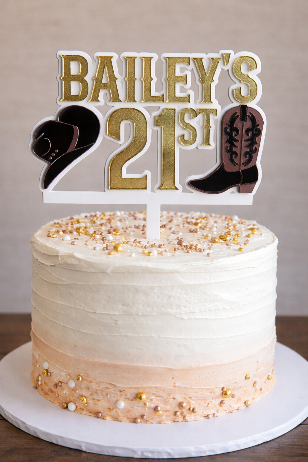 Personalised Cowboy cake topper / Country and western theme party / Acrylic topper