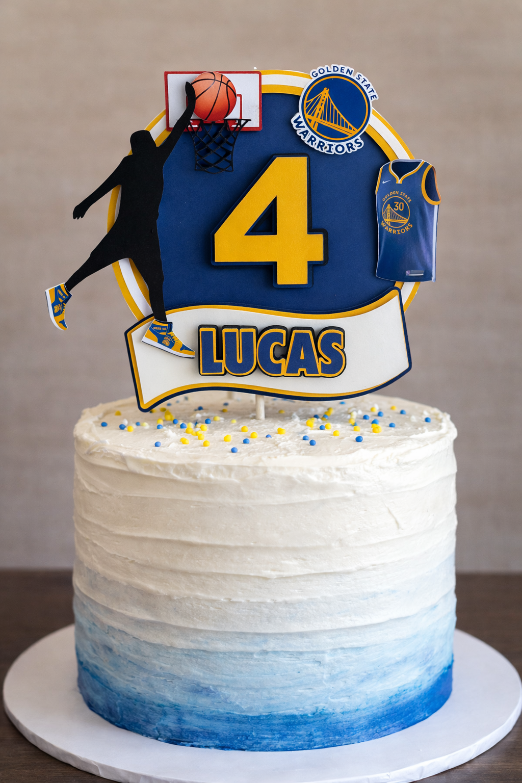 Golden  State Warriors Basketball Birthday Cake Topper - Personalised with Name & Age